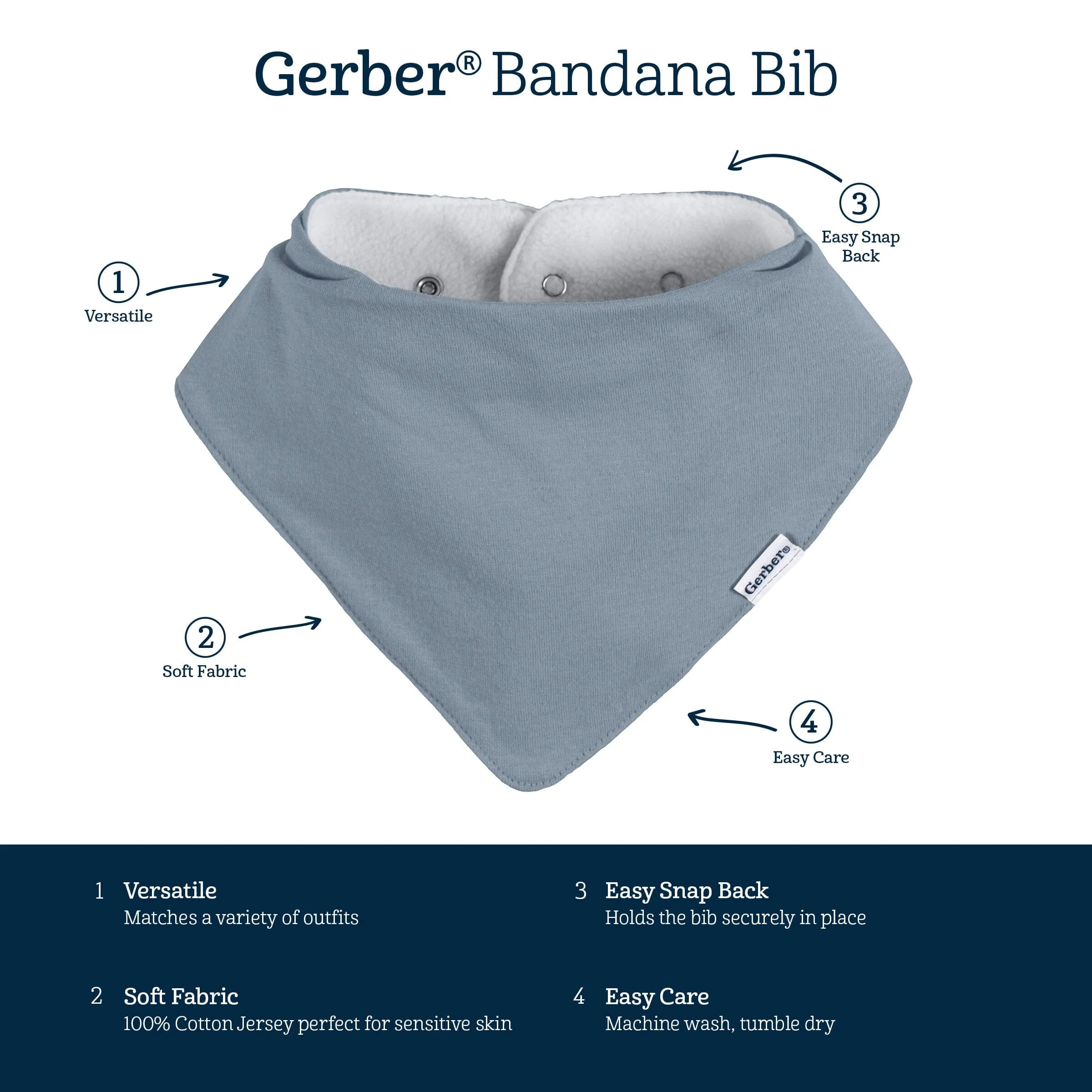 10-Pack Baby Boy Blue Arrows Jersey Bandana Bibs Gerber Childrenswea