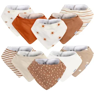 10-Pack Baby Neutral Rust Suns & Rainbows Jersey Bandana Bibs Gerber Childrenswea