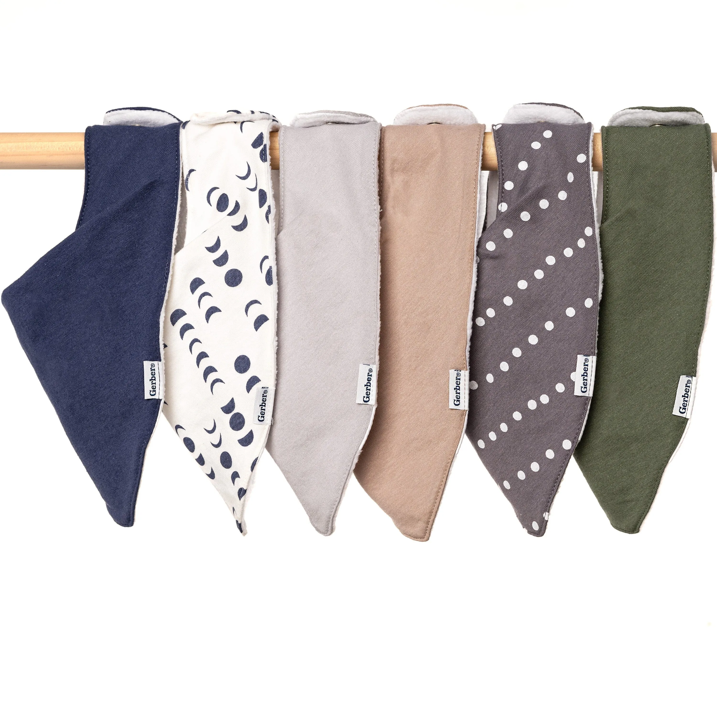 10-Pack Baby Neutral Stars & Moons Jersey Bandana Bibs Gerber Childrenswea