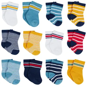 12-Pack Baby & Toddler Boys Construction Zone Jersey Crew Wiggle Proof Socks Gerber Childrenswea