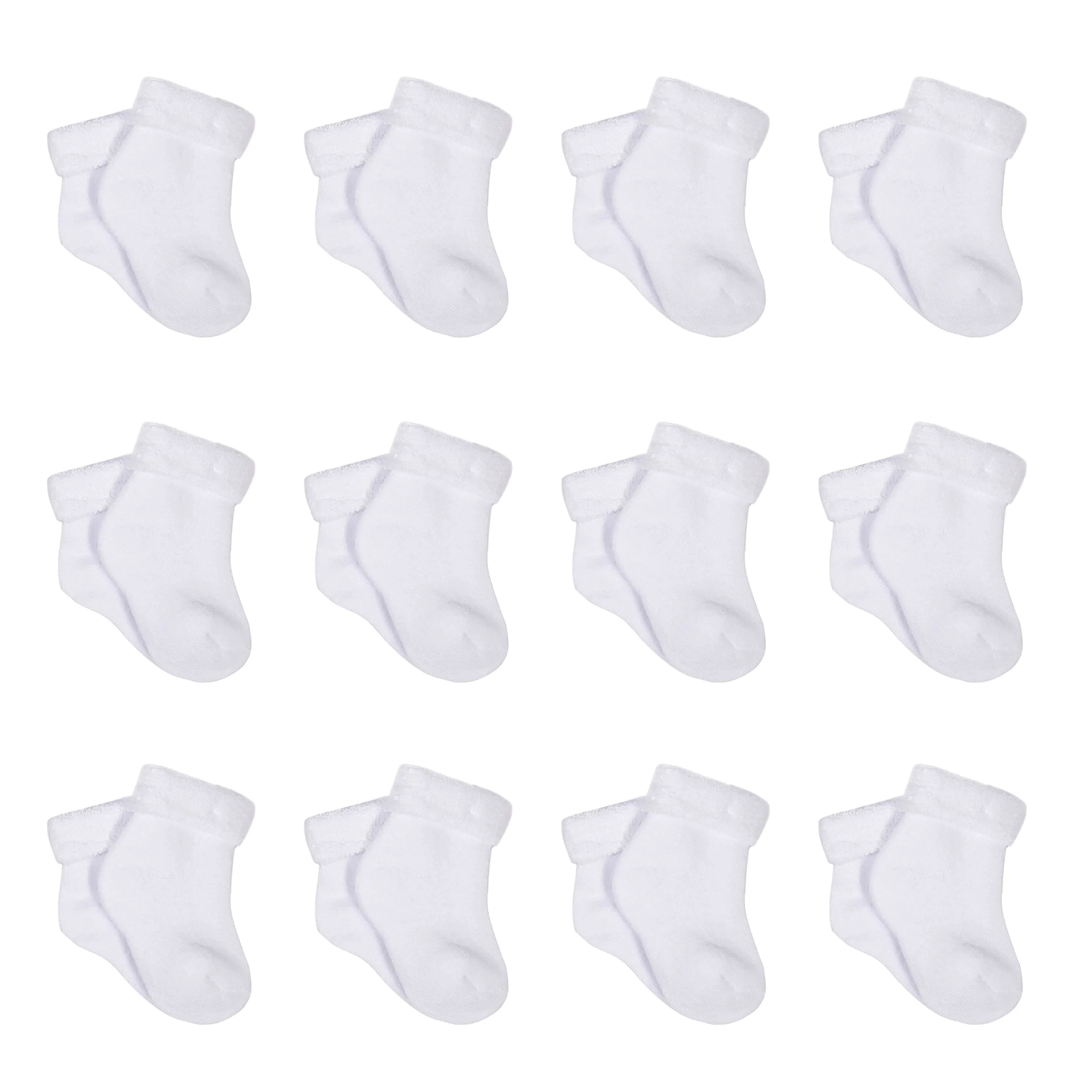 12-Pack White Wiggle Proof Terry Bootie Socks Gerber Childrenswea