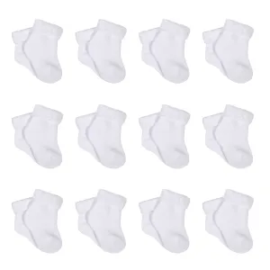 12-Pack White Wiggle Proof Terry Bootie Socks Gerber Childrenswea