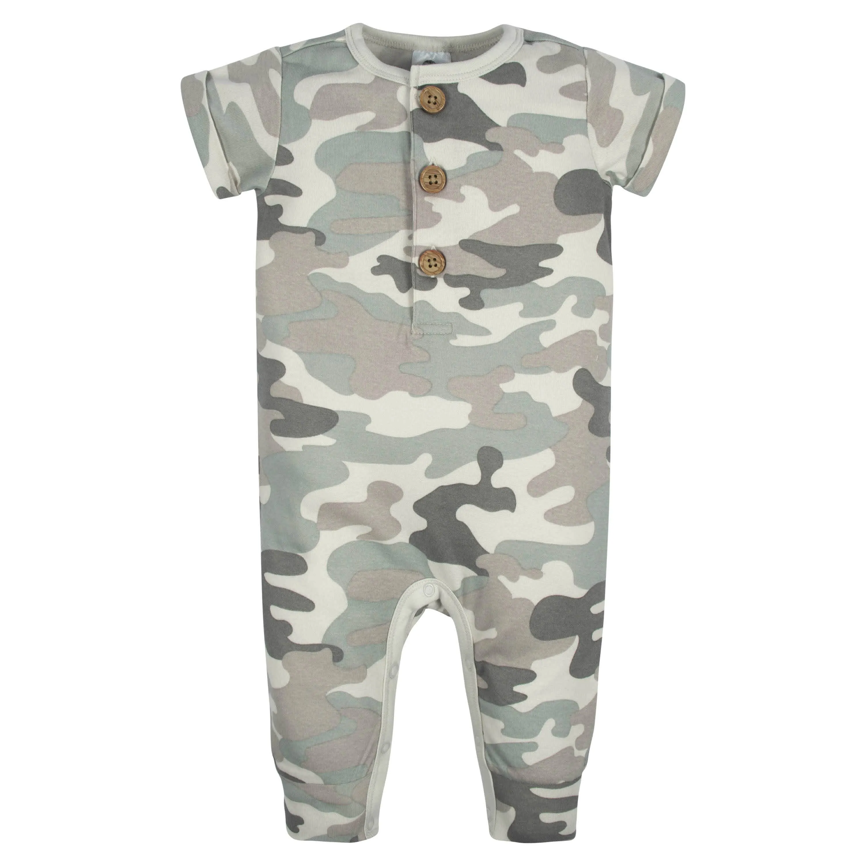 2-Pack Baby Boys Camo & Blue Short Sleeve Rompers Gerber Childrenswea