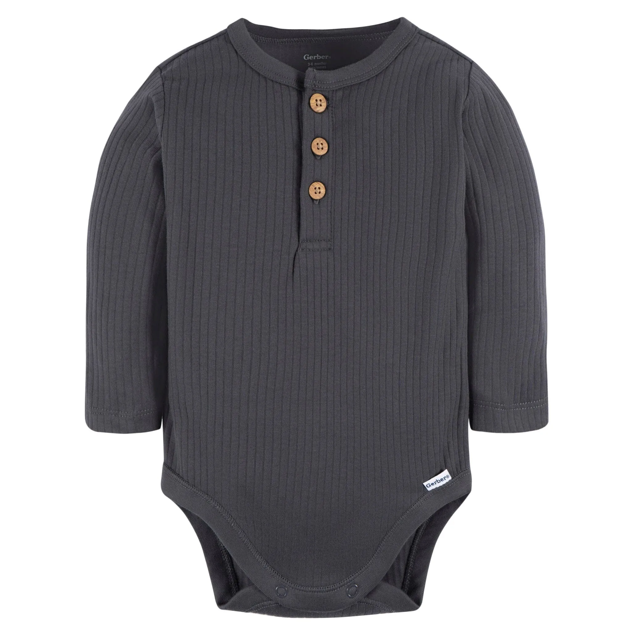 2-Pack Baby Boys Charcoal & Green Henley Onesies Bodysuits Gerber Childrenswea