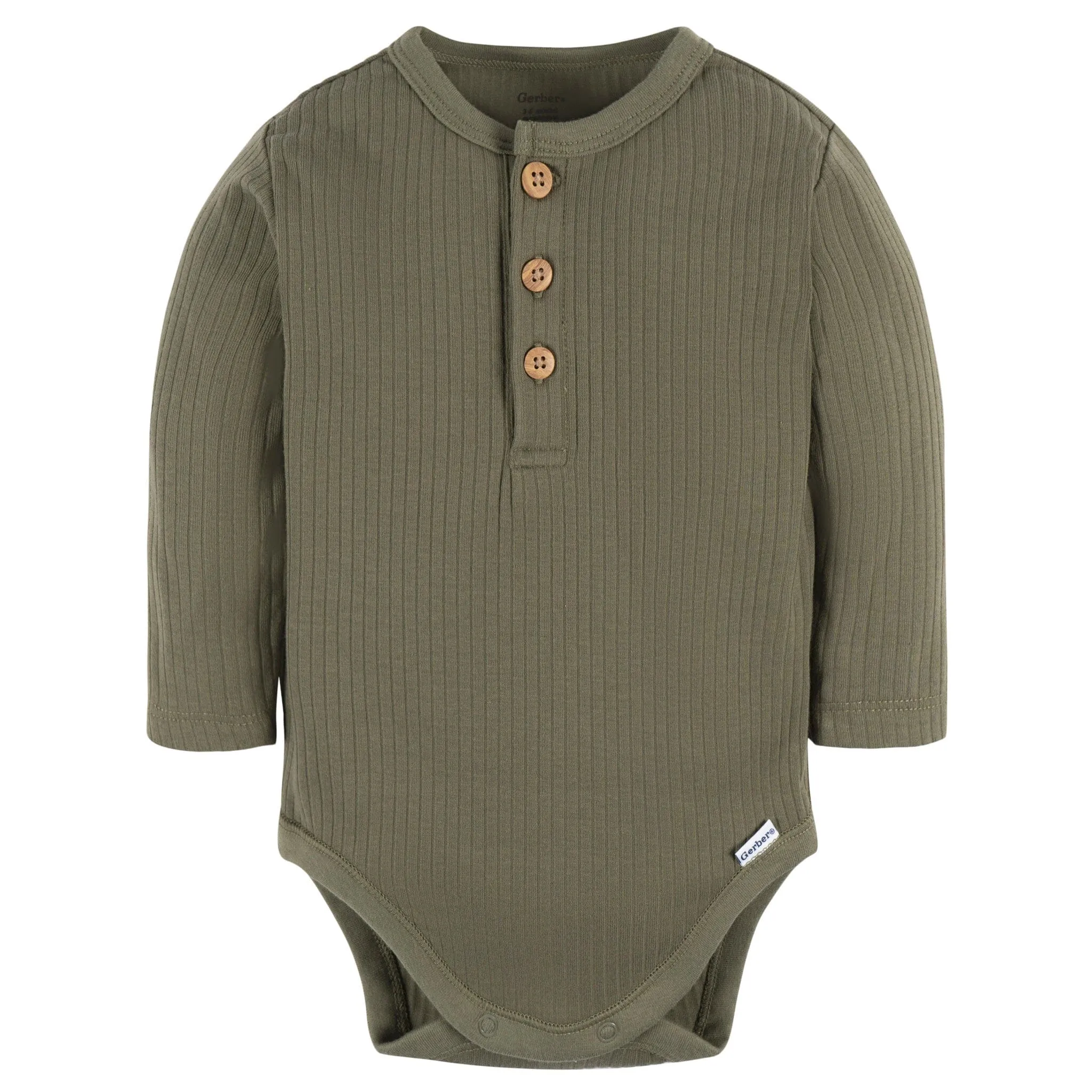 2-Pack Baby Boys Charcoal & Green Henley Onesies Bodysuits Gerber Childrenswea