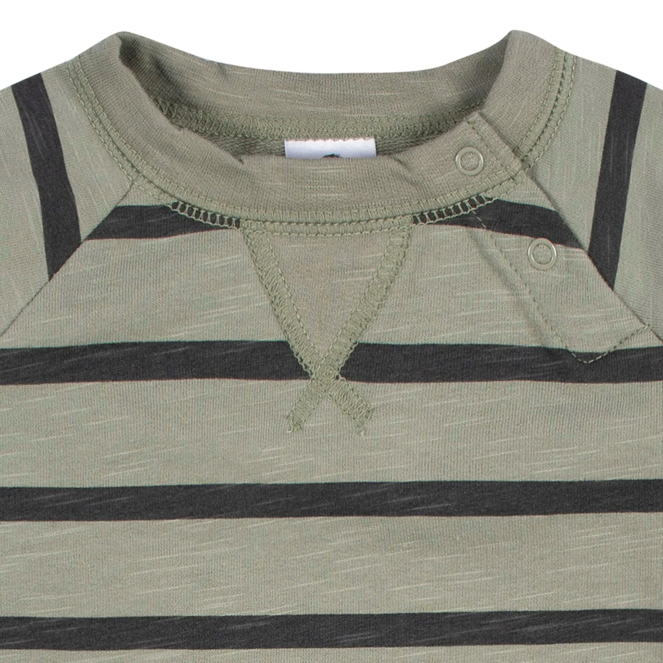 2-Pack Baby Boys Green Camo & Striped Raglan Sleeve Romper Gerber Childrenswea