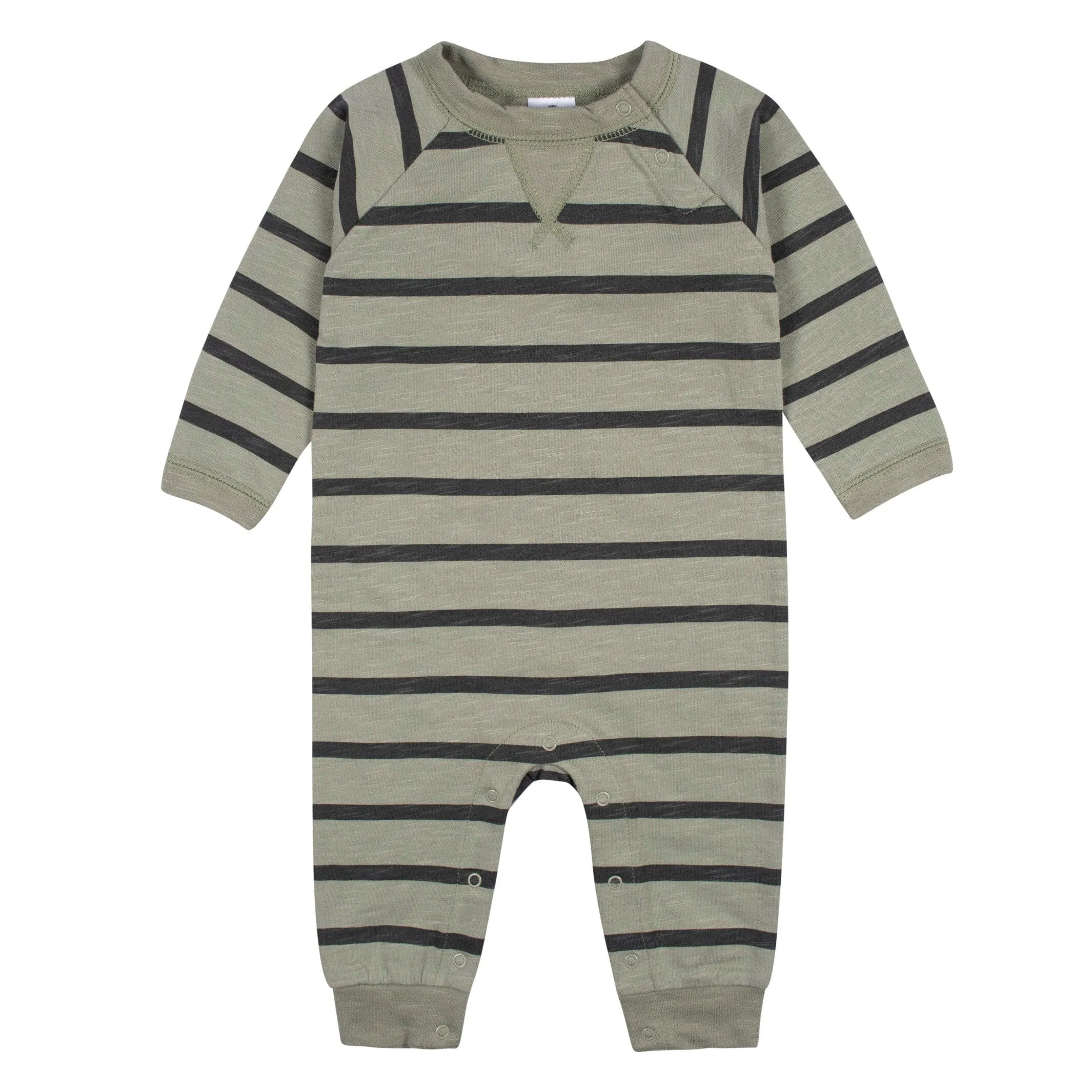 2-Pack Baby Boys Green Camo & Striped Raglan Sleeve Romper Gerber Childrenswea