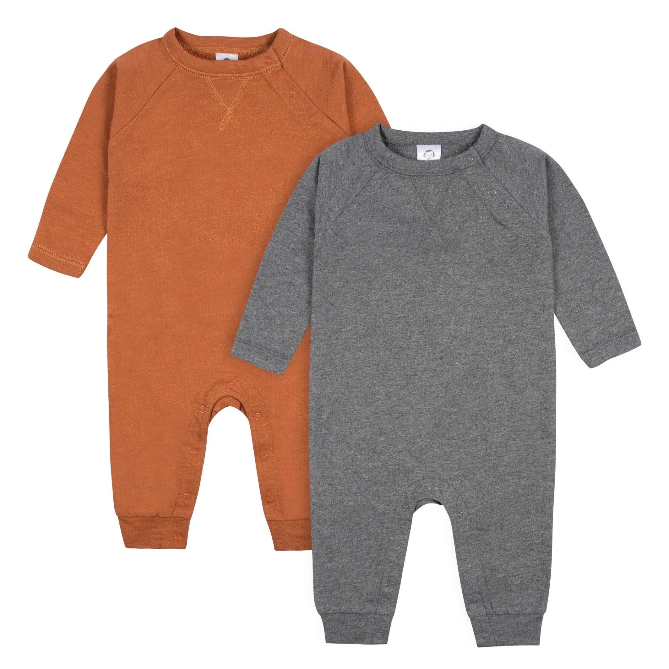 2-Pack Baby Boys Heather Gray & Rust Raglan Sleeve Romper Gerber Childrenswea
