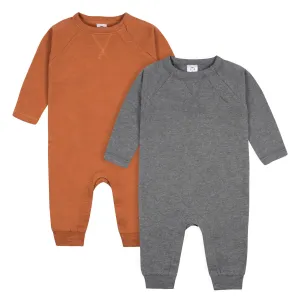 2-Pack Baby Boys Heather Gray & Rust Raglan Sleeve Romper Gerber Childrenswea
