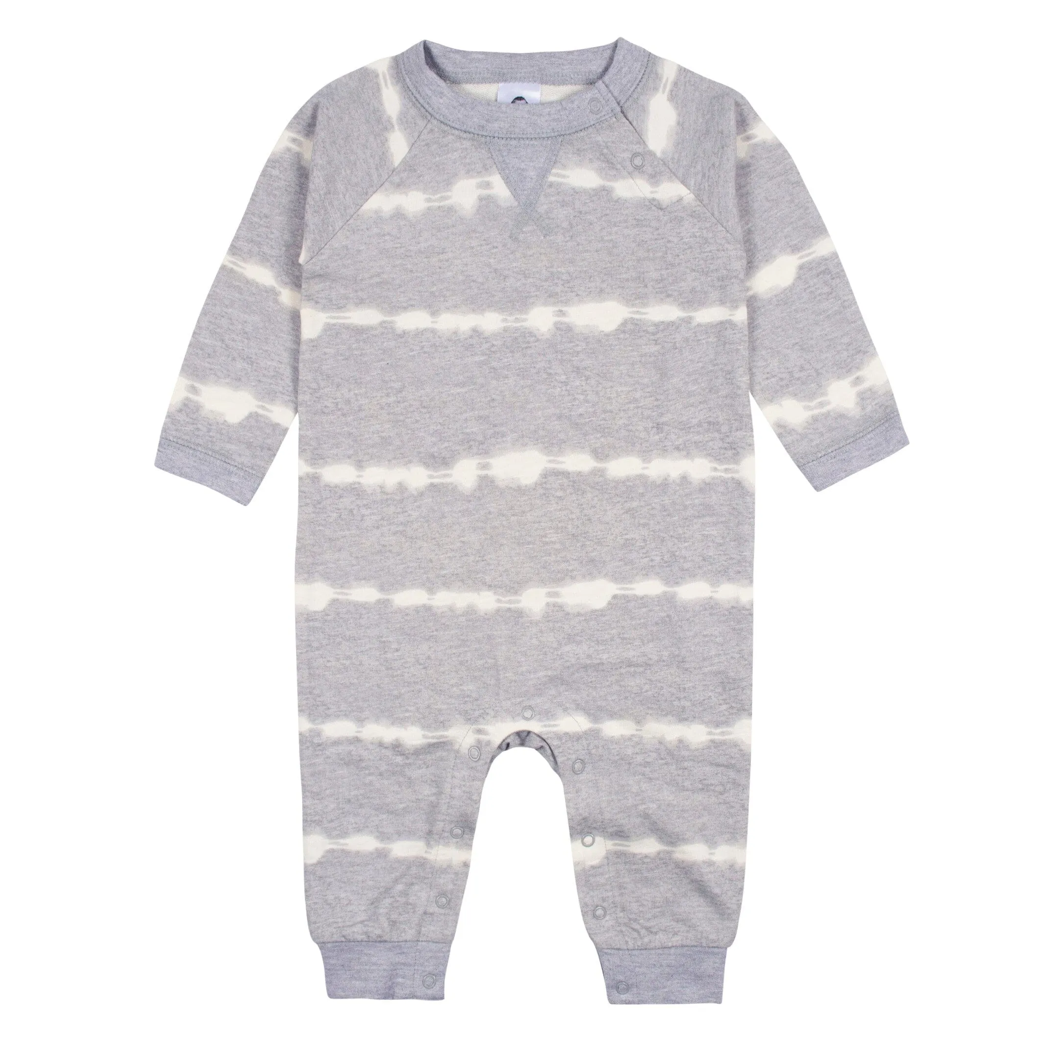 2-Pack Baby Boys Light Gray Tie Dye & Striped Raglan Sleeve Romper Gerber Childrenswea