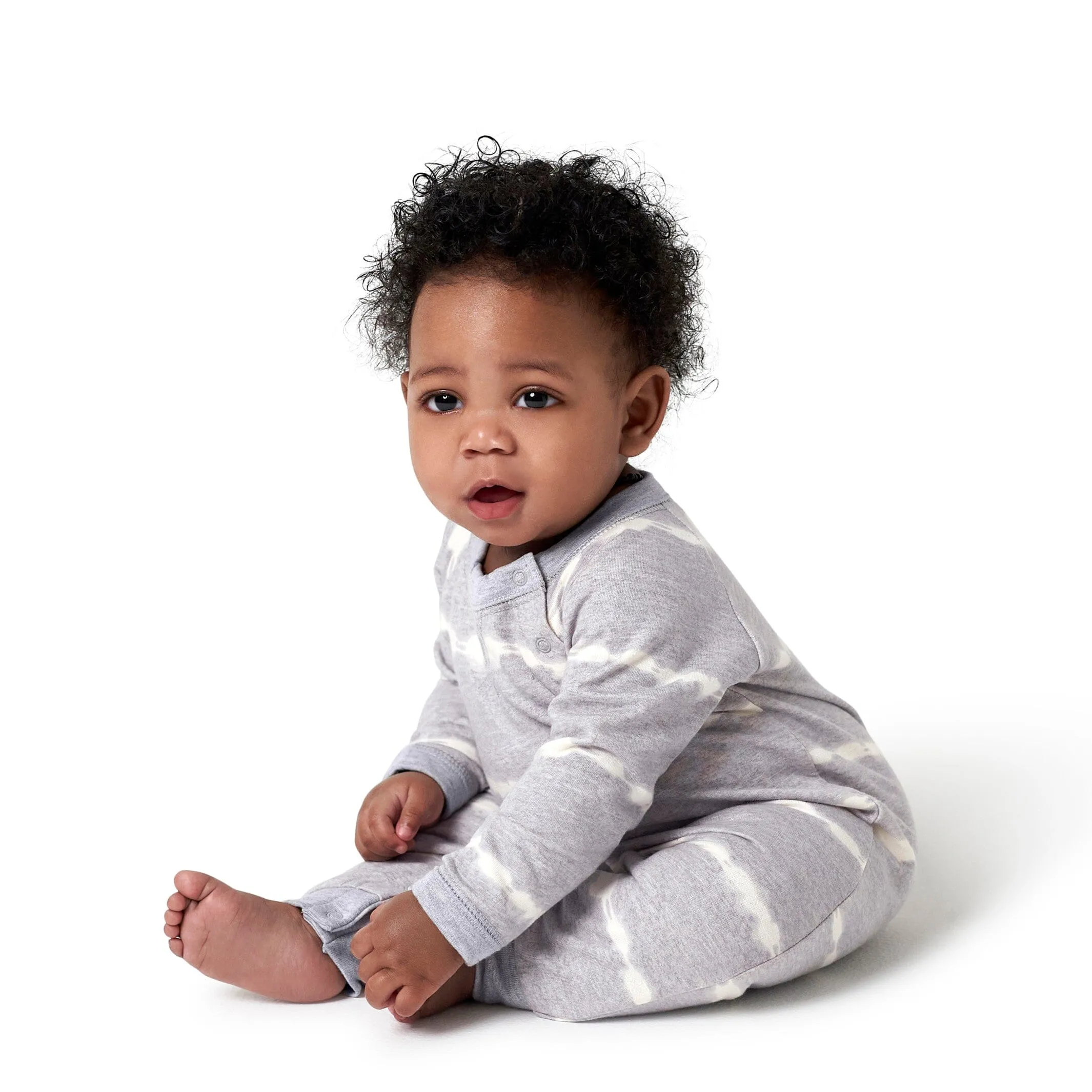 2-Pack Baby Boys Light Gray Tie Dye & Striped Raglan Sleeve Romper Gerber Childrenswea
