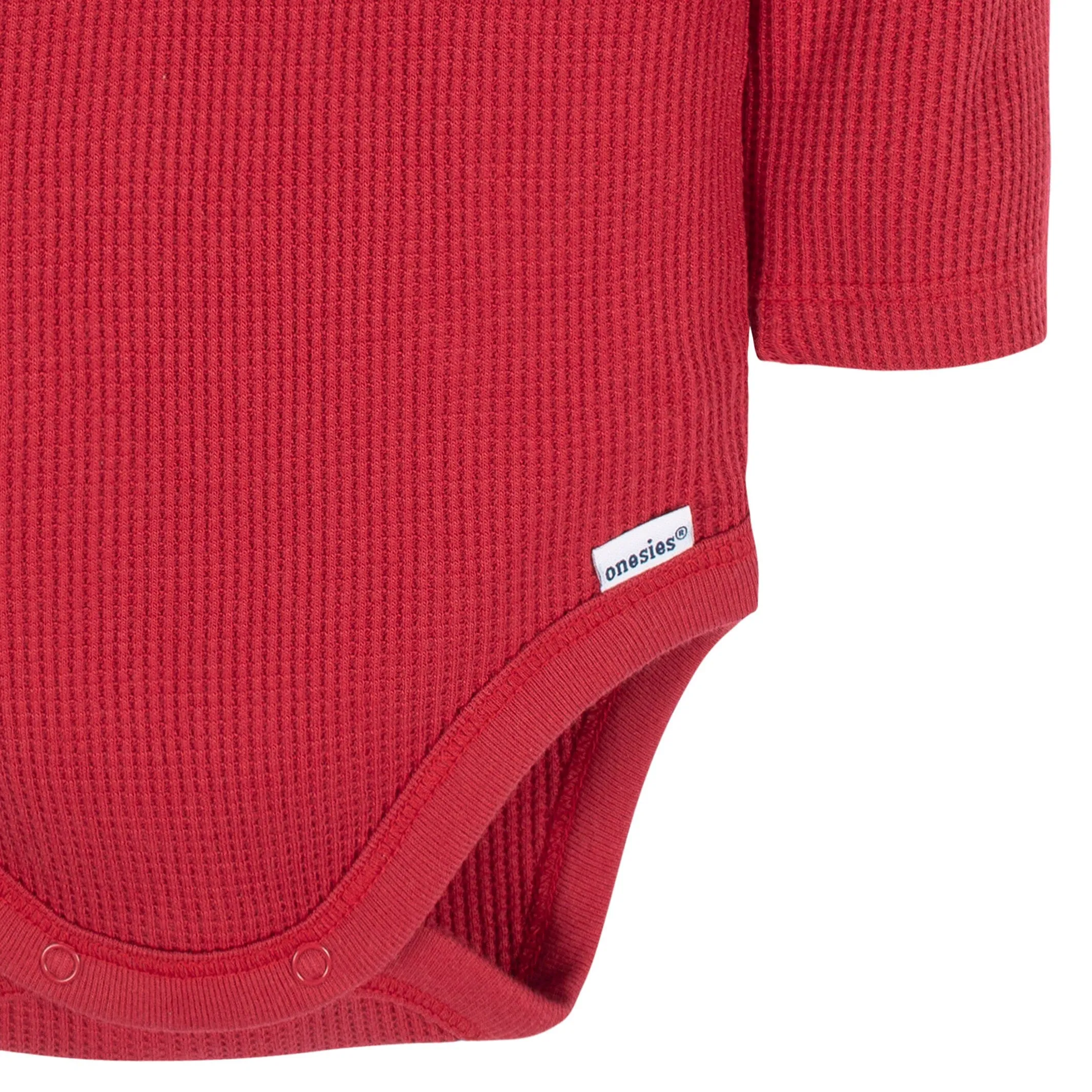 2-Pack Baby Boys Red & Heather Gray Long Sleeve Henley Onesies Bodysuits Gerber Childrenswea