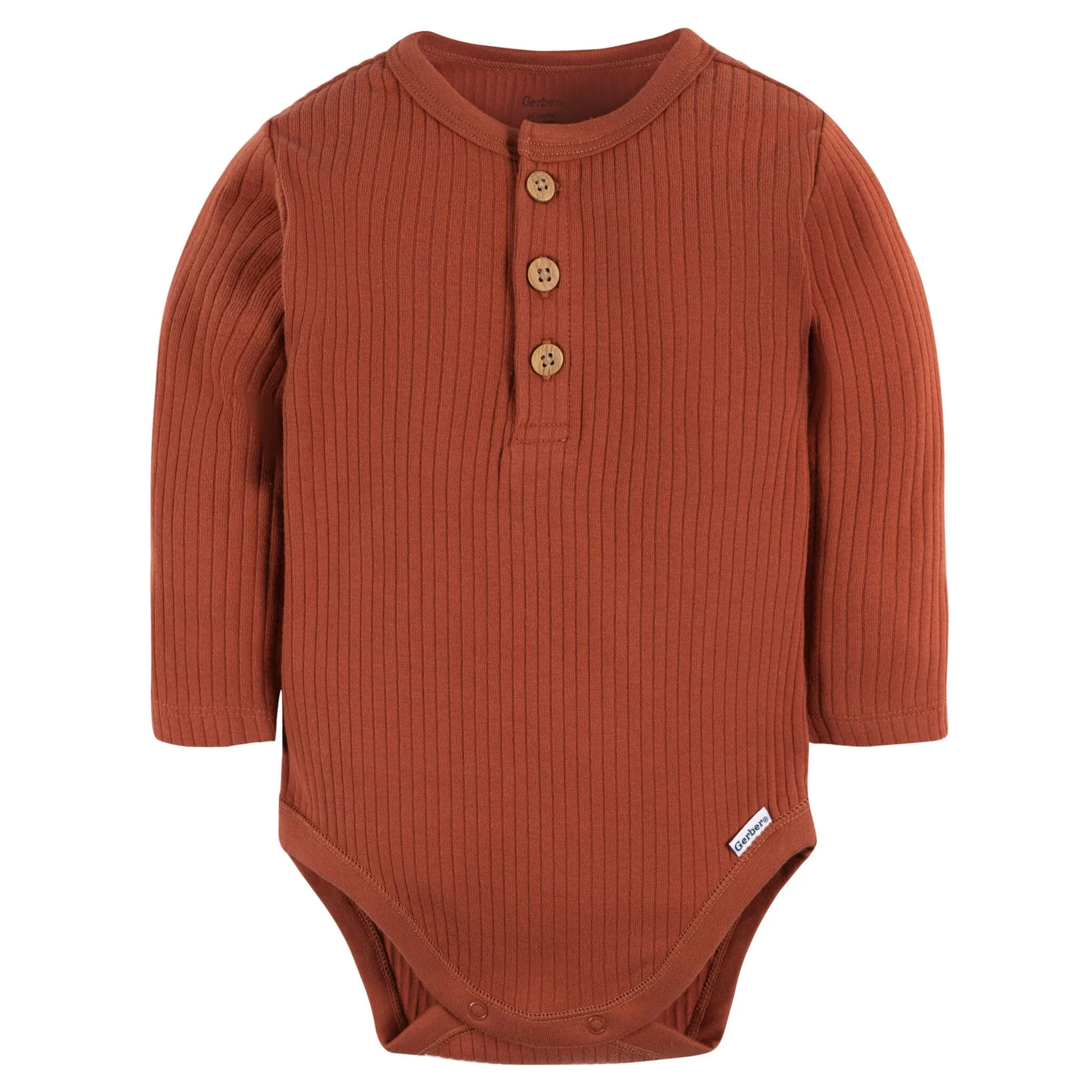 2-Pack Baby Boys Rust & Oatmeal Henley Onesies Bodysuits Gerber Childrenswea
