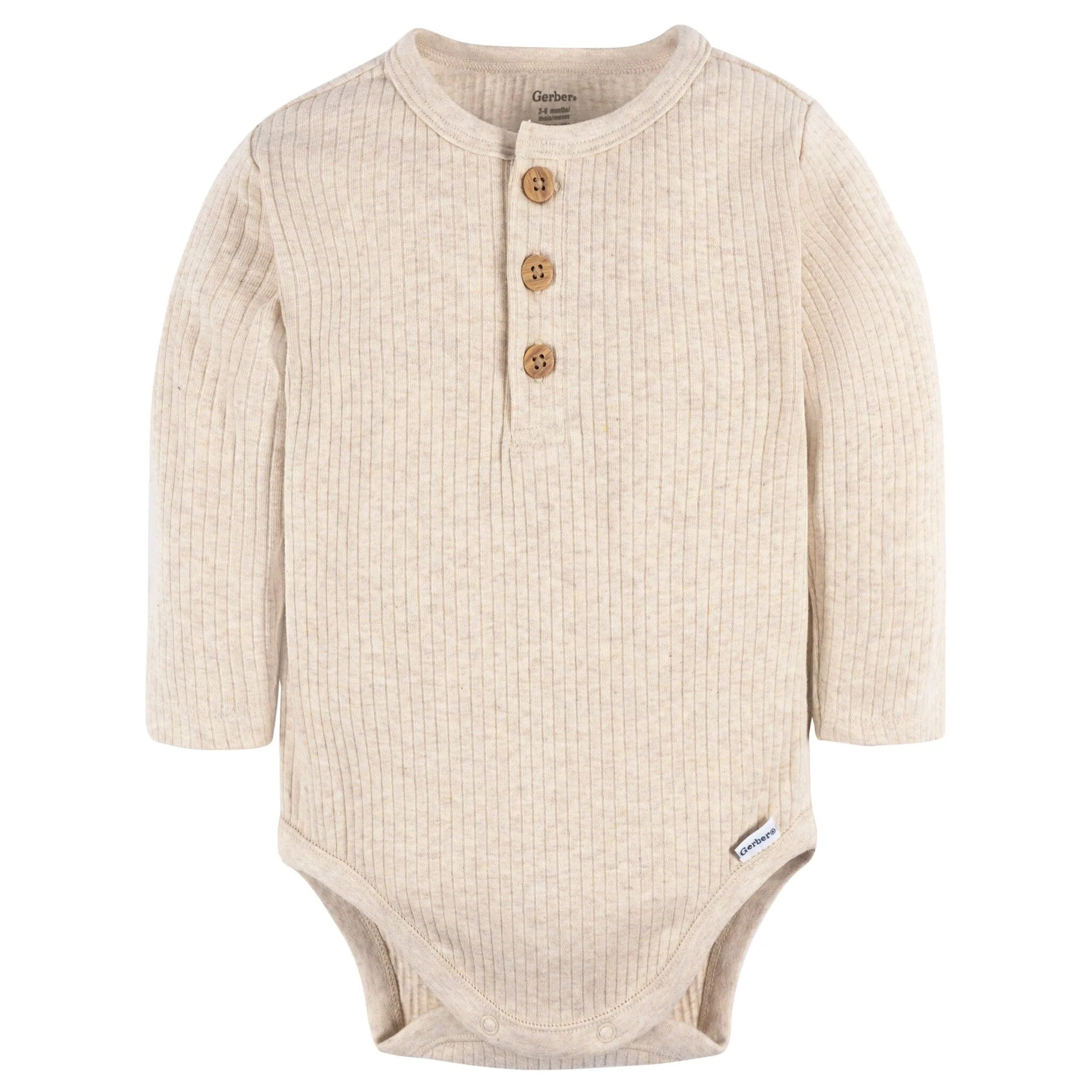 2-Pack Baby Boys Rust & Oatmeal Henley Onesies Bodysuits Gerber Childrenswea