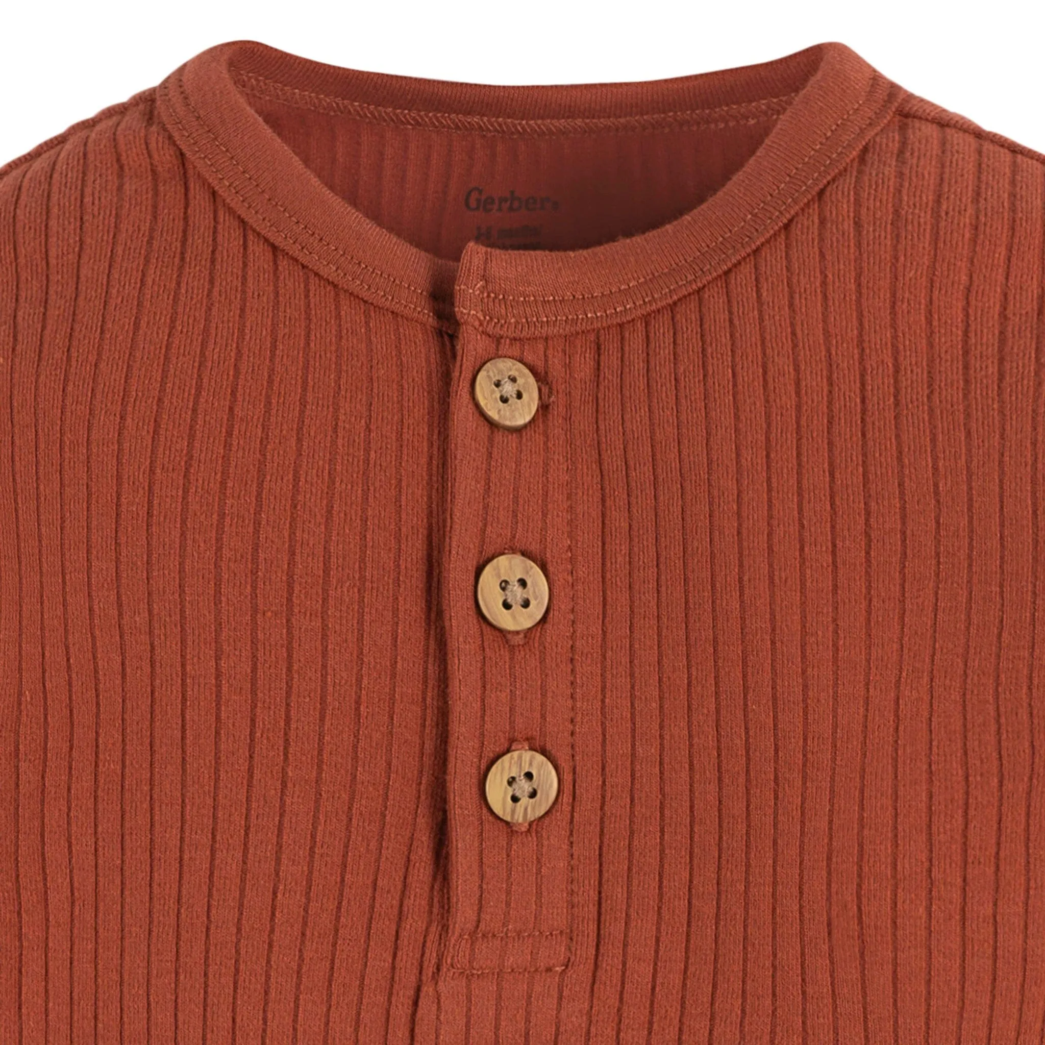 2-Pack Baby Boys Rust & Oatmeal Henley Onesies Bodysuits Gerber Childrenswea