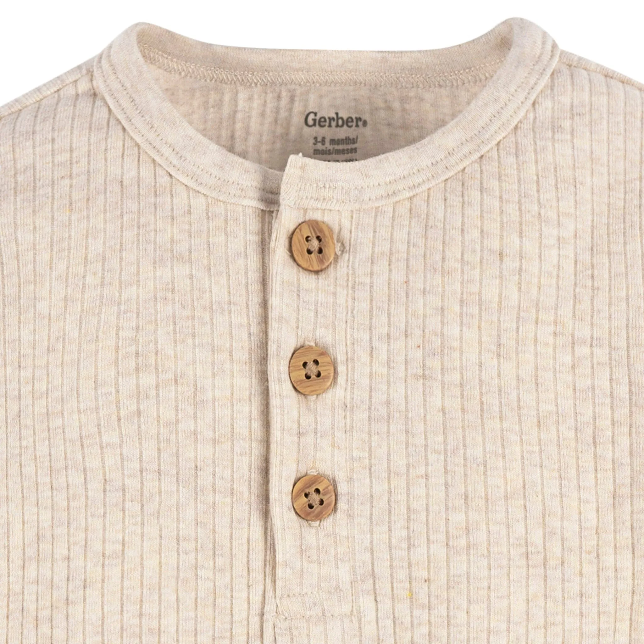 2-Pack Baby Boys Rust & Oatmeal Henley Onesies Bodysuits Gerber Childrenswea