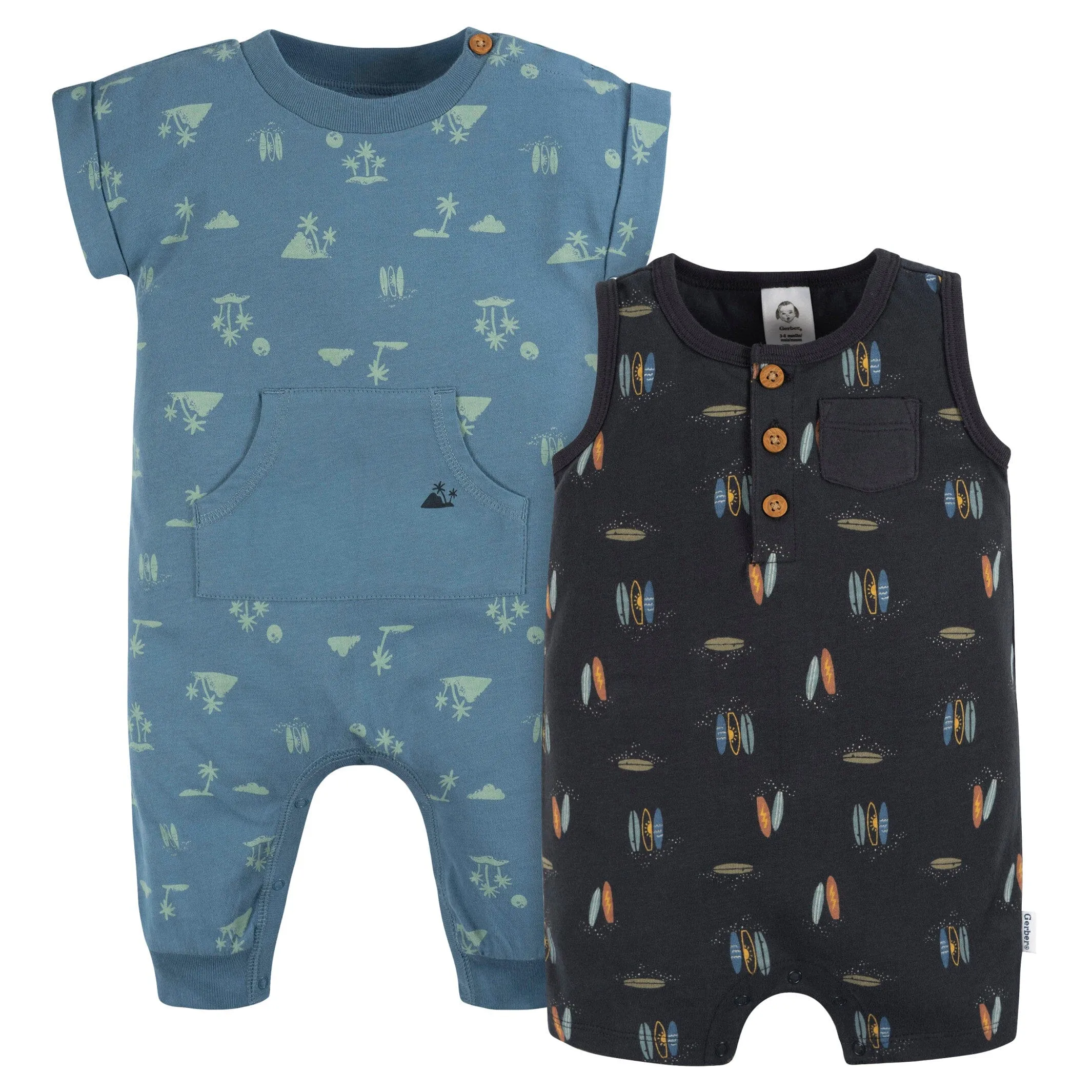 2-Pack Baby Boys Surfing Rompers Gerber Childrenswea