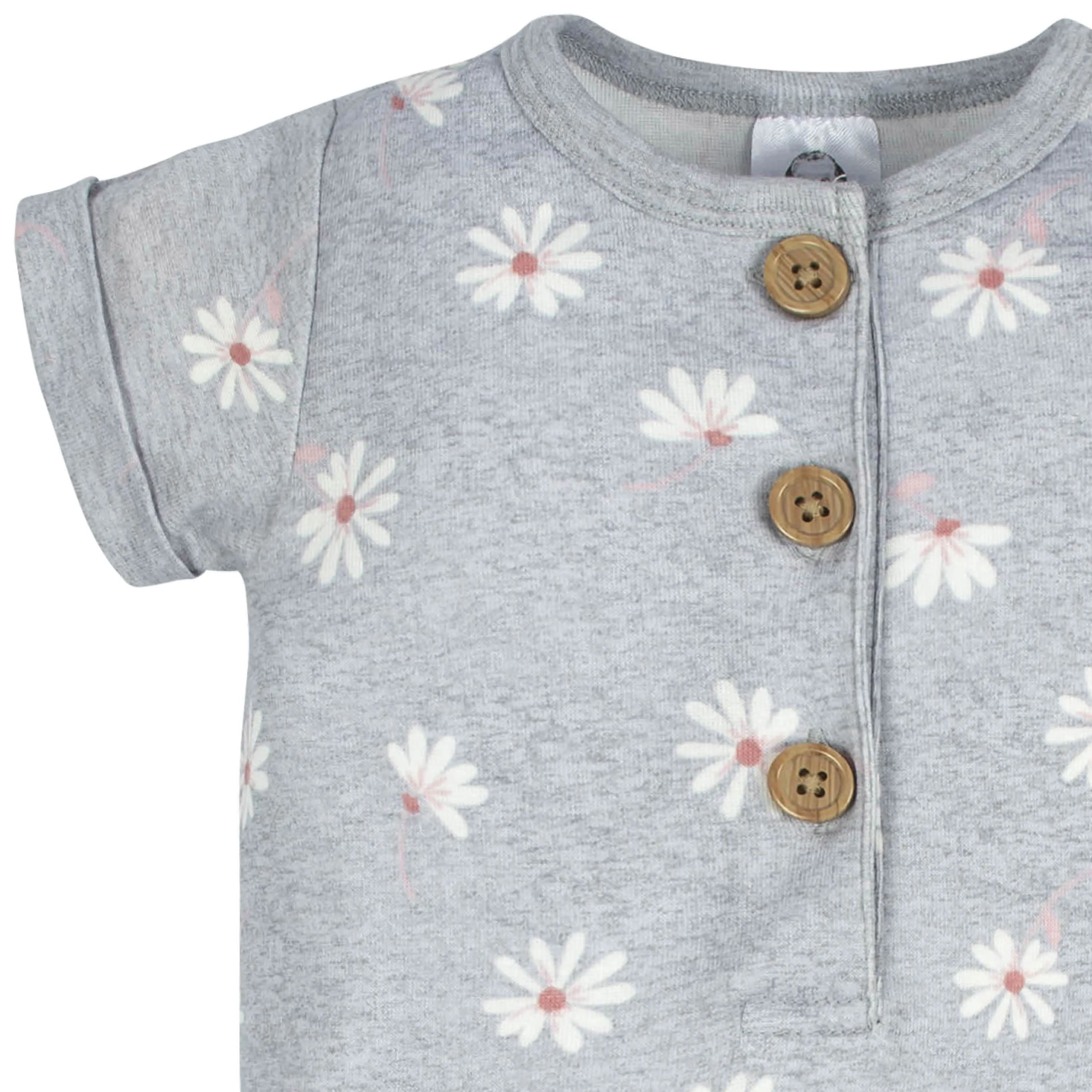 2-Pack Baby Girls Floral & Daisies Short Sleeve Rompers Gerber Childrenswea