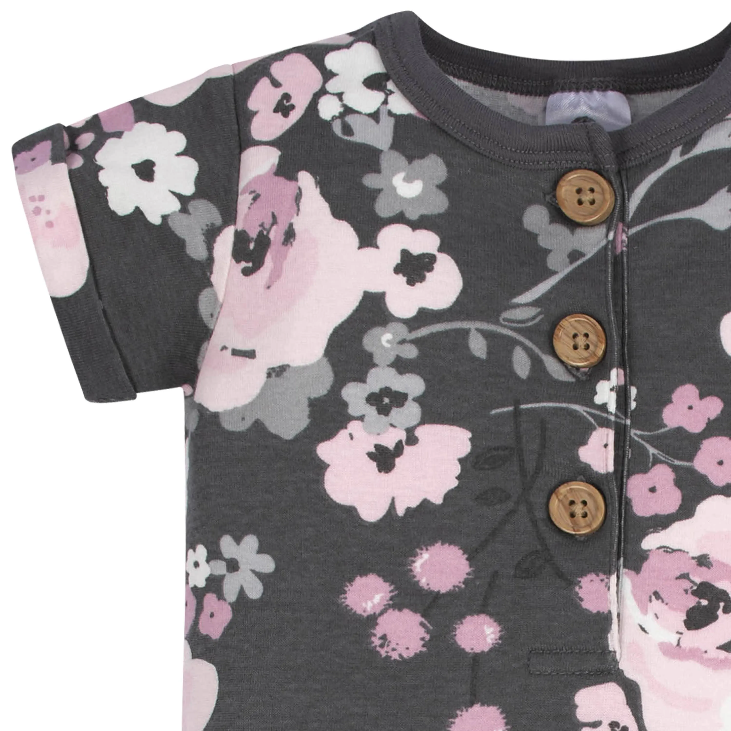 2-Pack Baby Girls Floral & Daisies Short Sleeve Rompers Gerber Childrenswea