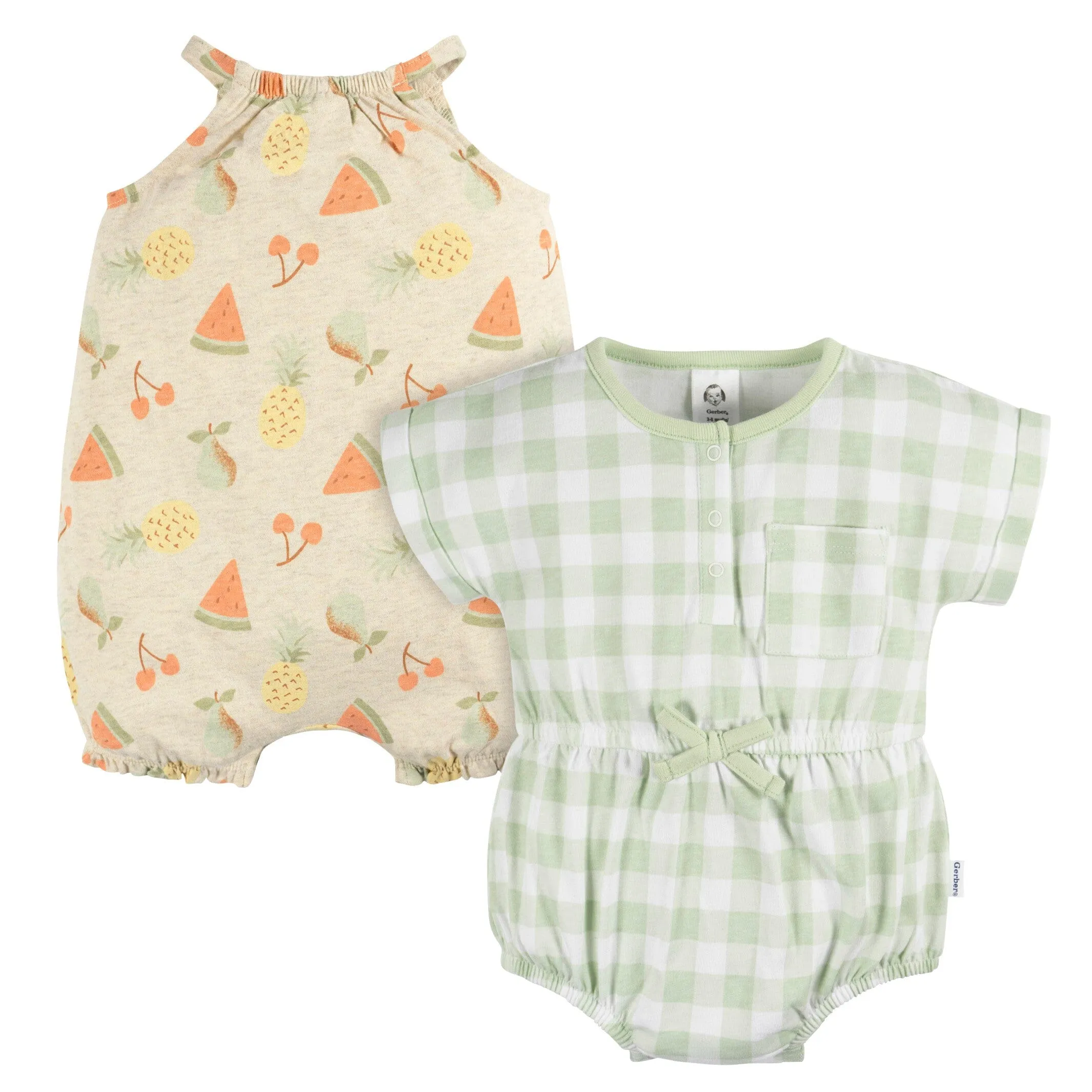 2-Pack Baby Girls Fruit Rompers Gerber Childrenswea