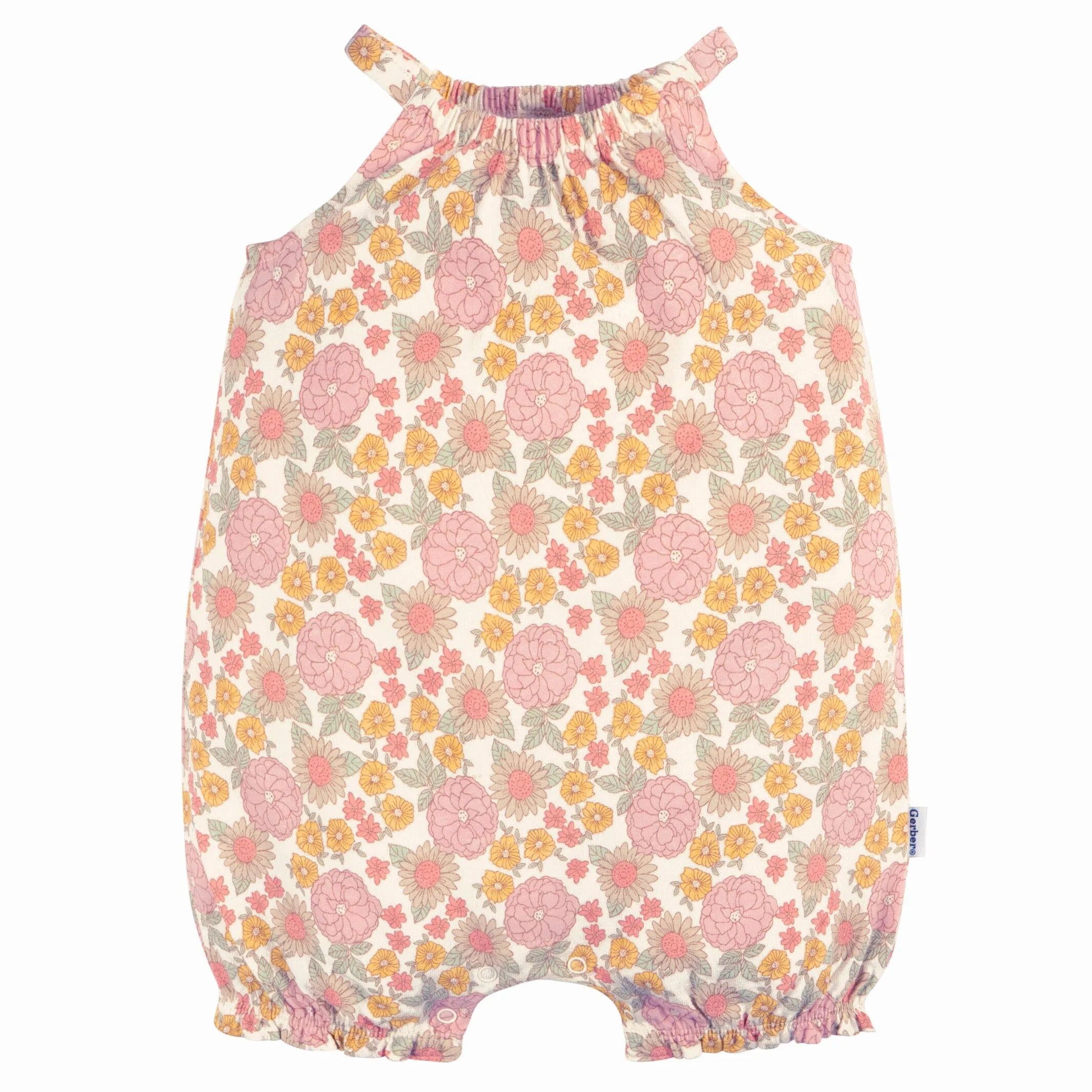 2-Pack Baby Girls Retro Floral Rompers Gerber Childrenswea