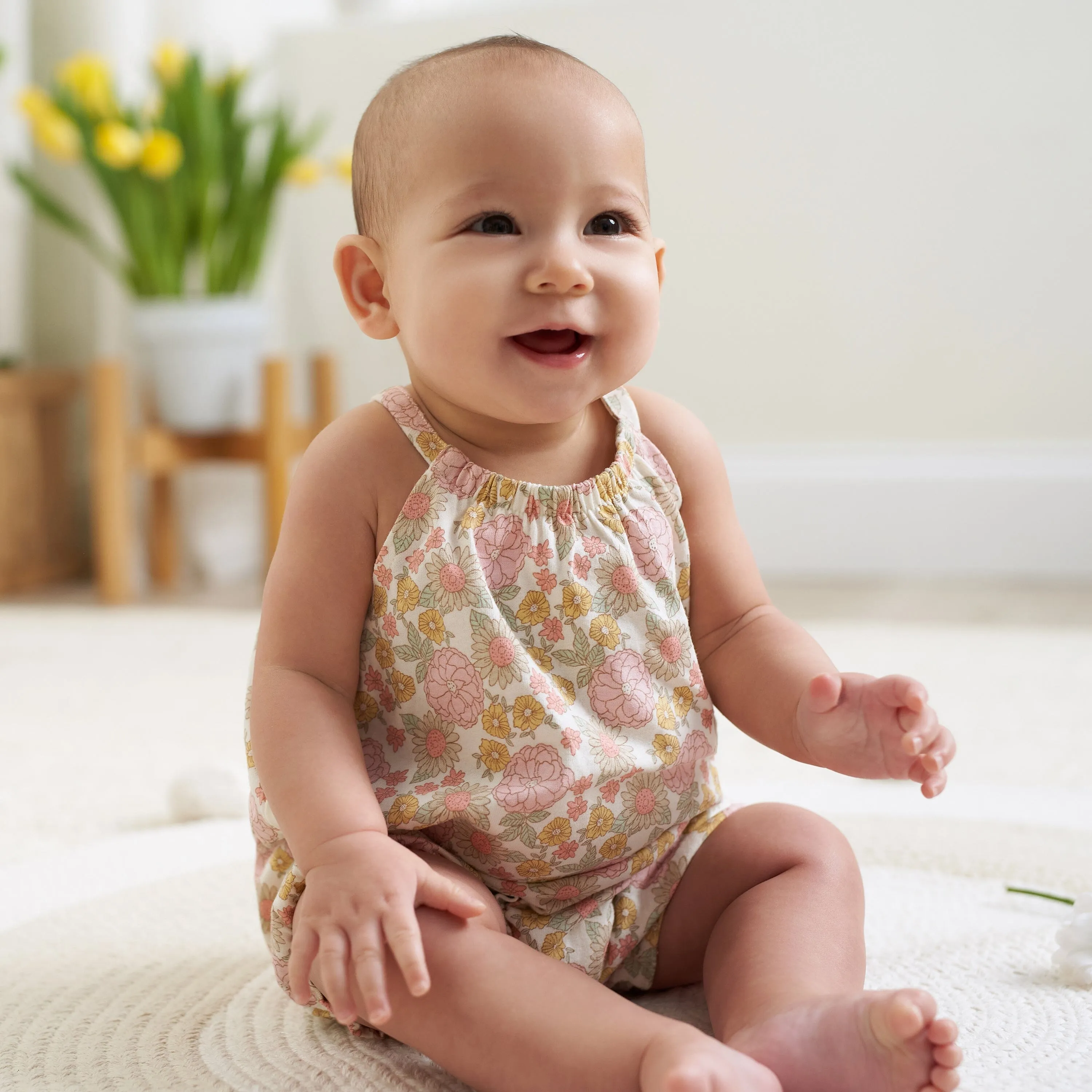2-Pack Baby Girls Retro Floral Rompers Gerber Childrenswea