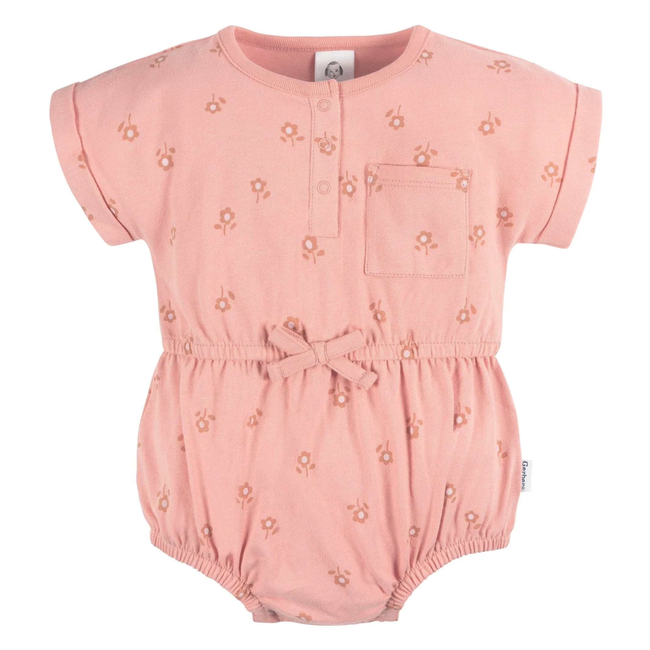 2-Pack Baby Girls Retro Floral Rompers Gerber Childrenswea