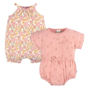 2-Pack Baby Girls Retro Floral Rompers Gerber Childrenswea