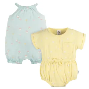 2-Pack Baby Girls Sailboats Rompers Gerber Childrenswea