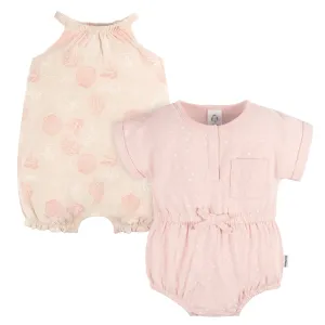2-Pack Baby Girls Seashells Rompers Gerber Childrenswea