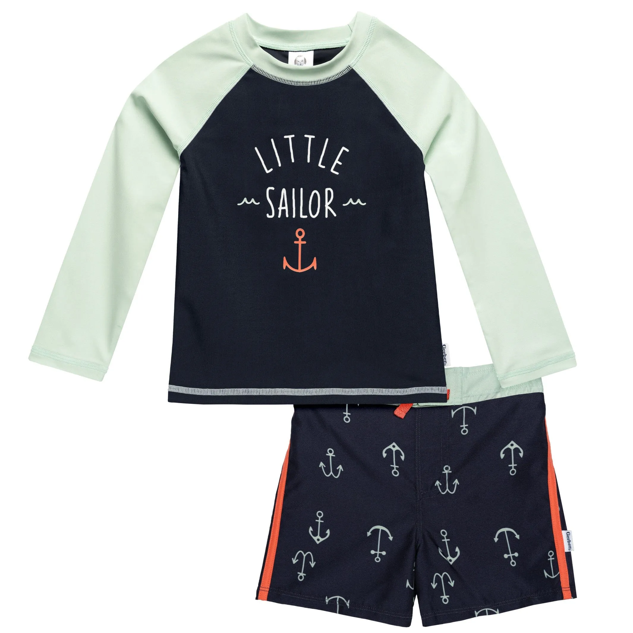 2-Piece Baby & Toddler Boys UPF 50  Anchors Rash Guard & Swim Trunks Set Gerber Childrenswea