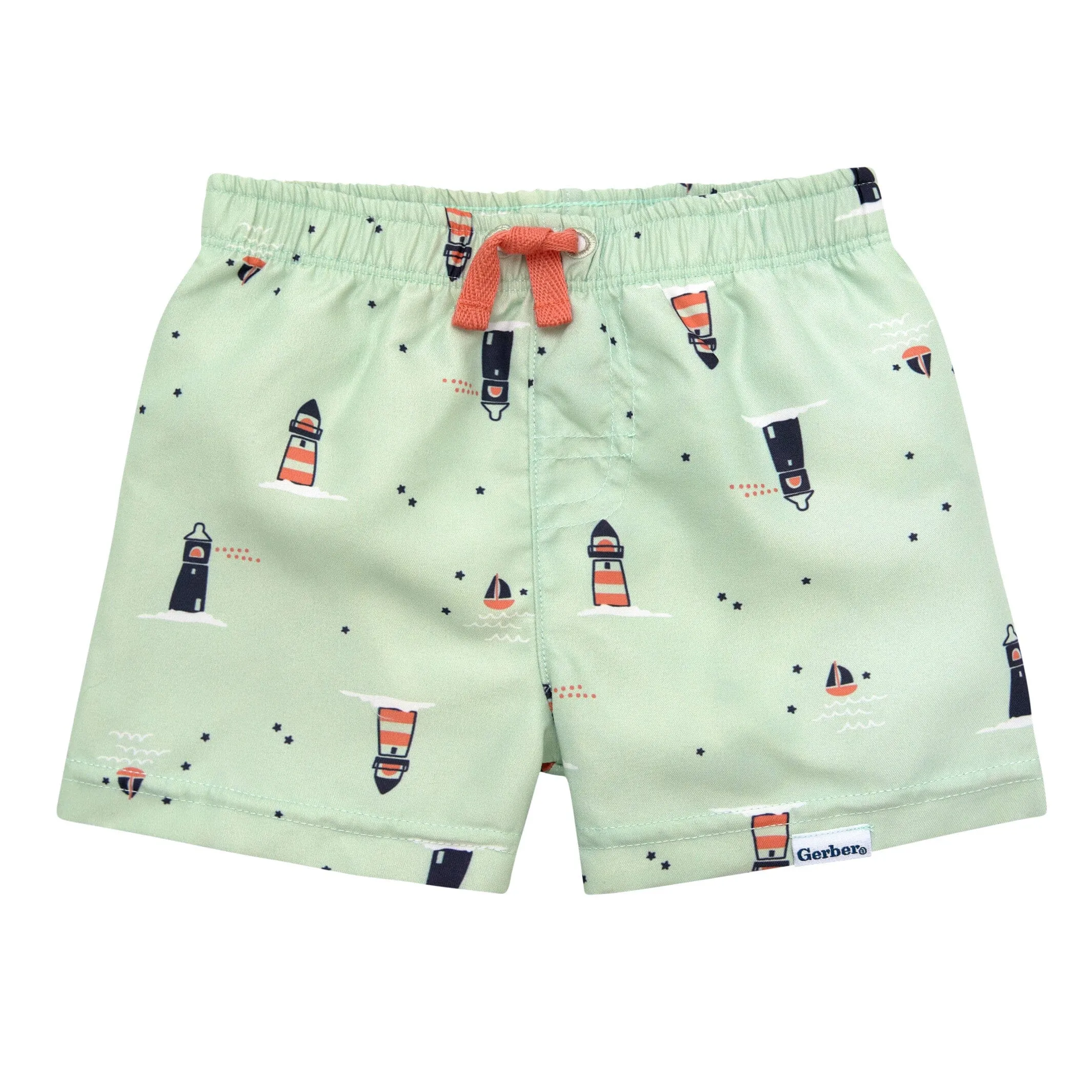 2-Piece Baby & Toddler Boys UPF 50  Lighthouse Rash Guard & Swim Trunks Set Gerber Childrenswea