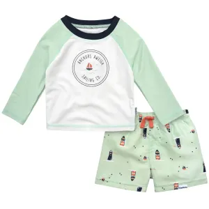 2-Piece Baby & Toddler Boys UPF 50  Lighthouse Rash Guard & Swim Trunks Set Gerber Childrenswea