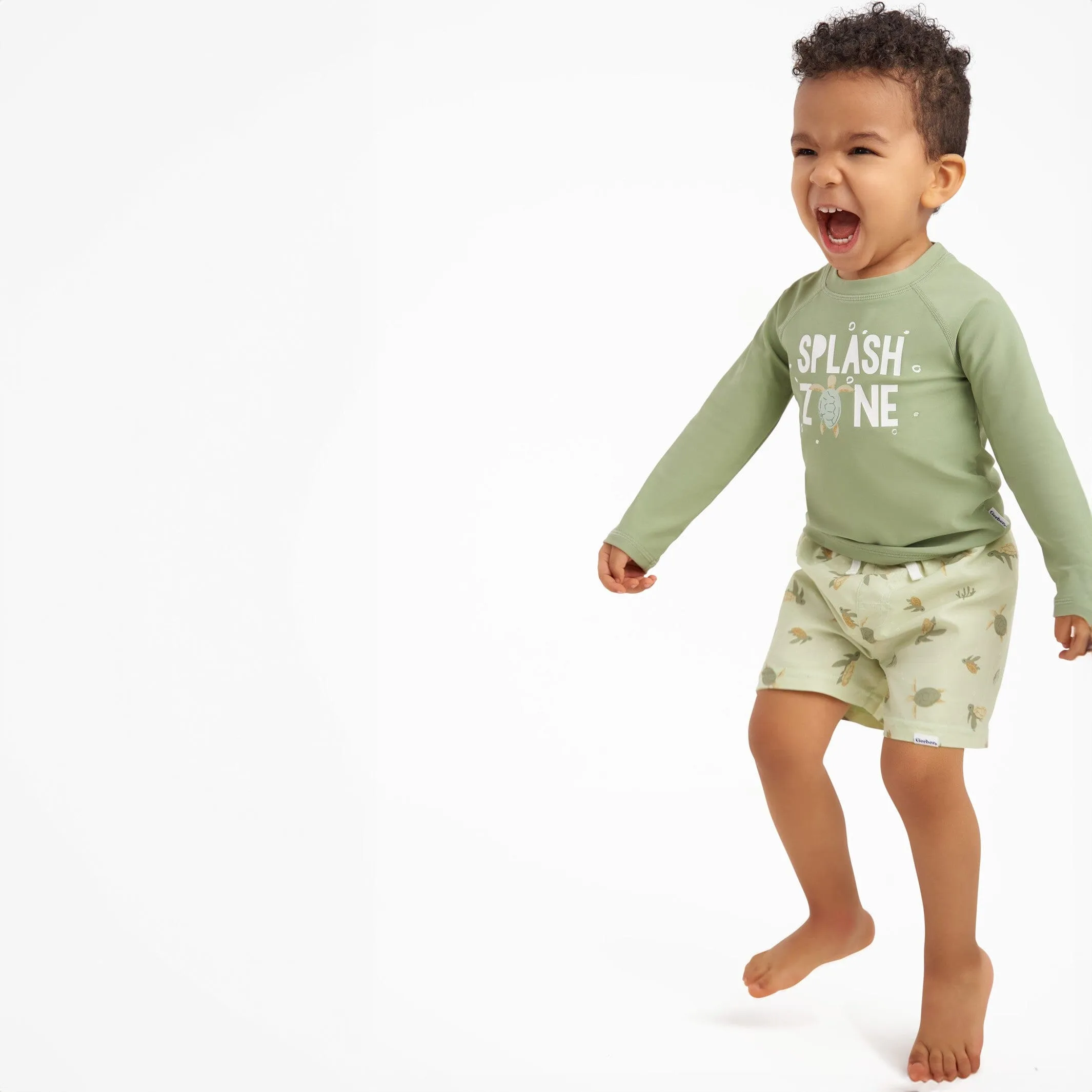 2-Piece Baby & Toddler Boys UPF 50  Turtles Rash Guard & Swim Trunks Set Gerber Childrenswea