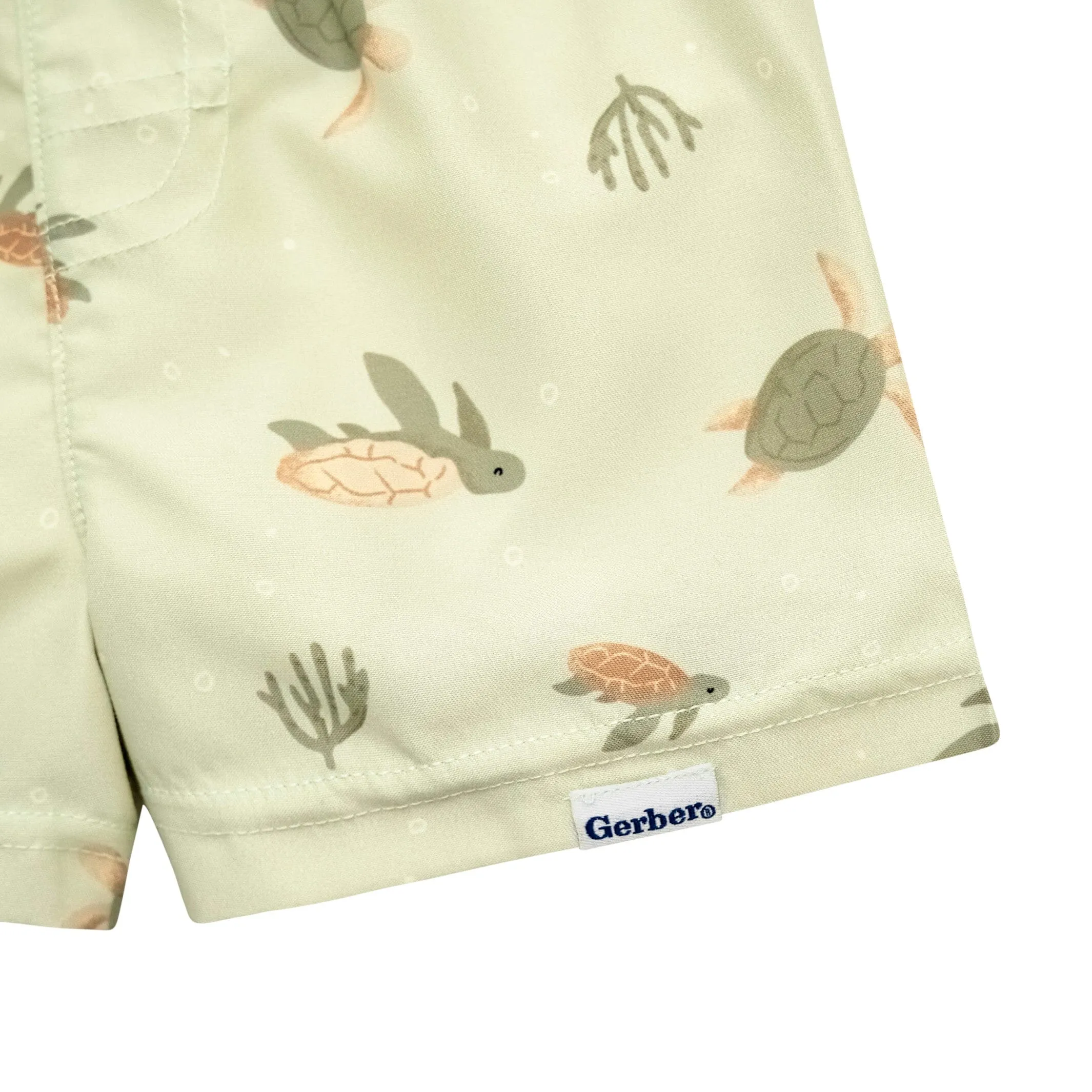 2-Piece Baby & Toddler Boys UPF 50  Turtles Rash Guard & Swim Trunks Set Gerber Childrenswea