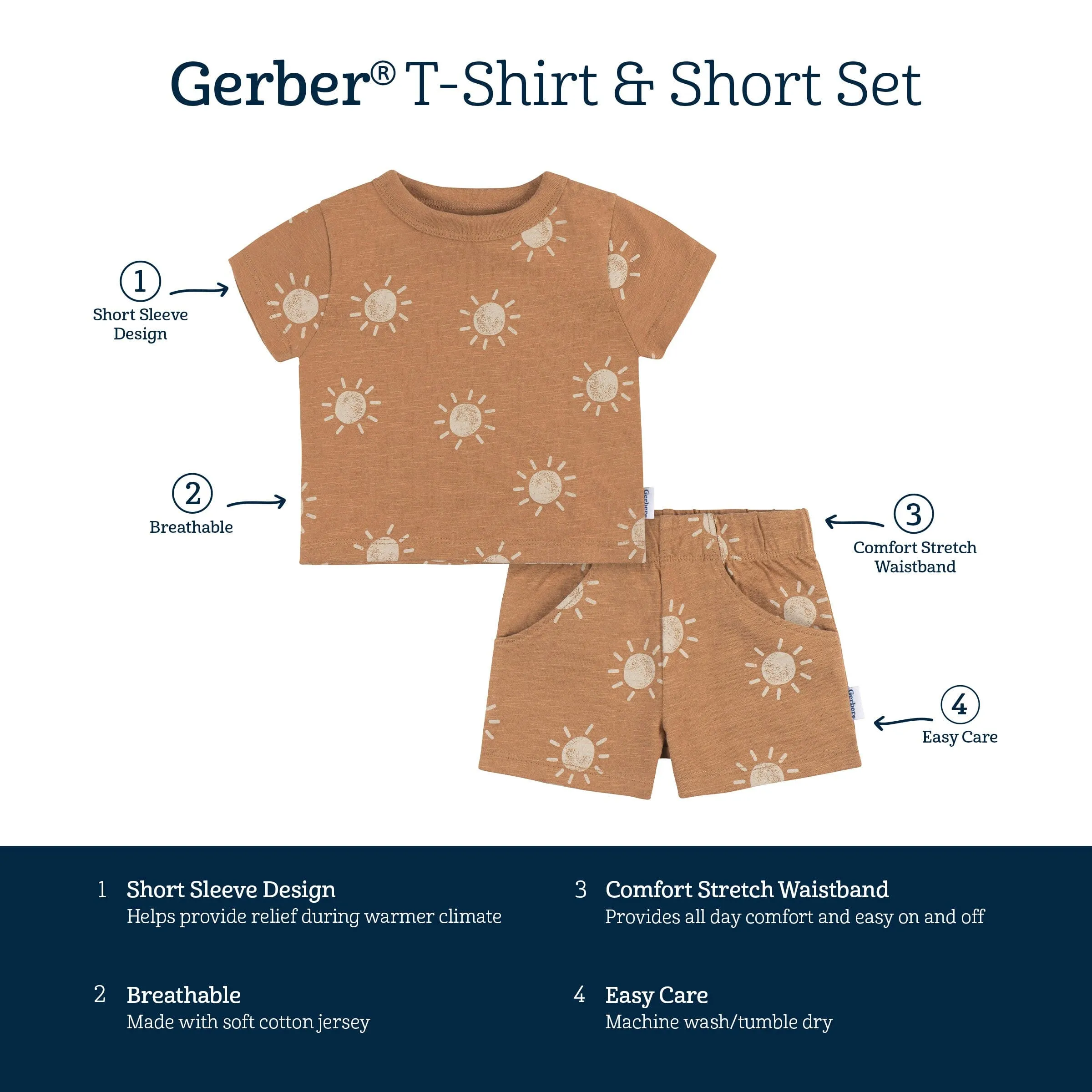 2-Piece Baby and Toddler Boys Suns T-Shirt and Shorts Set Gerber Childrenswea
