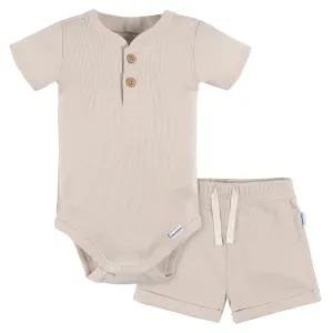 2-Piece Baby Boys Beige Bodysuit and Shorts Set Gerber Childrenswea