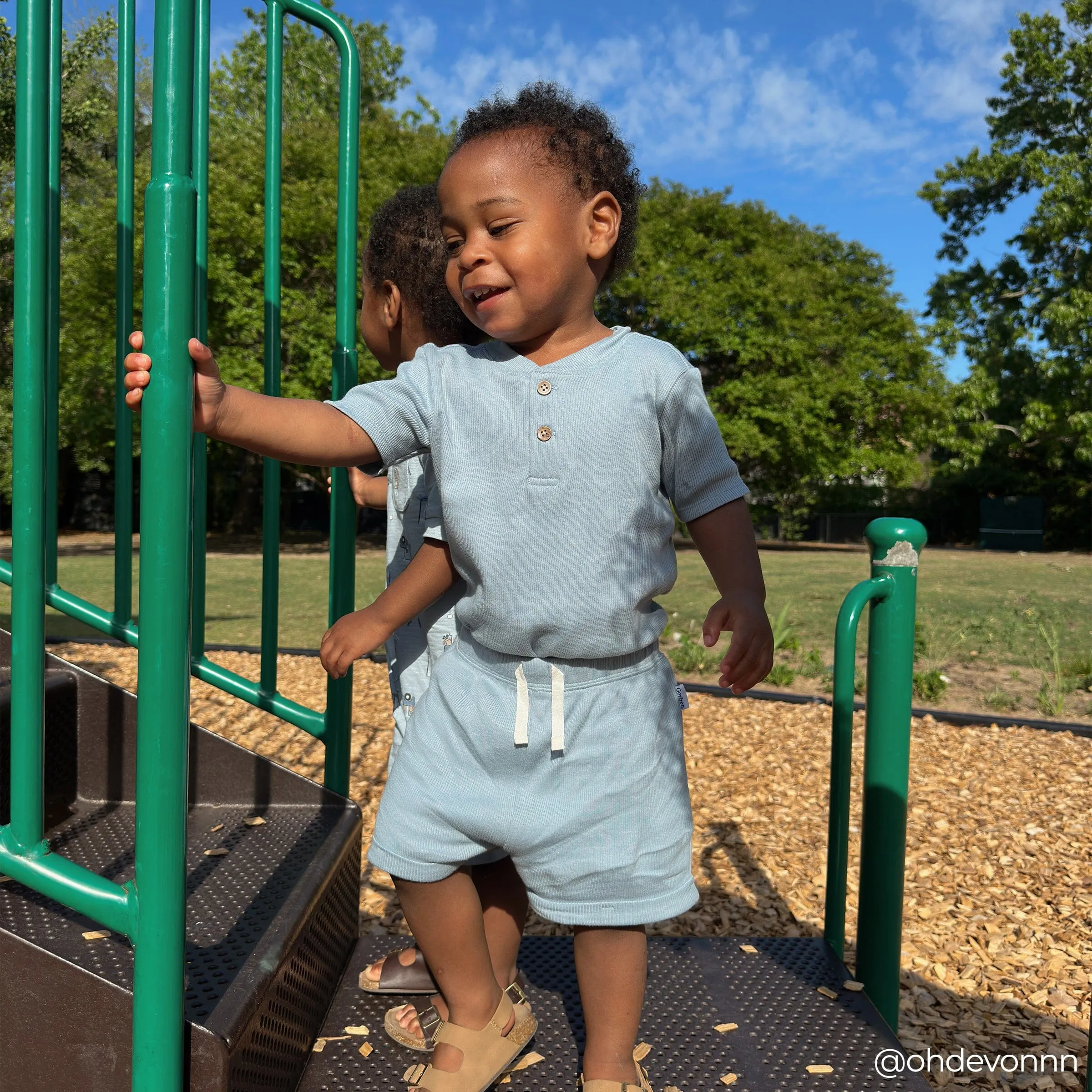 2-Piece Baby Boys Blue Bodysuit and Shorts Set Gerber Childrenswea