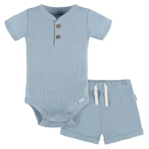 2-Piece Baby Boys Blue Bodysuit and Shorts Set Gerber Childrenswea