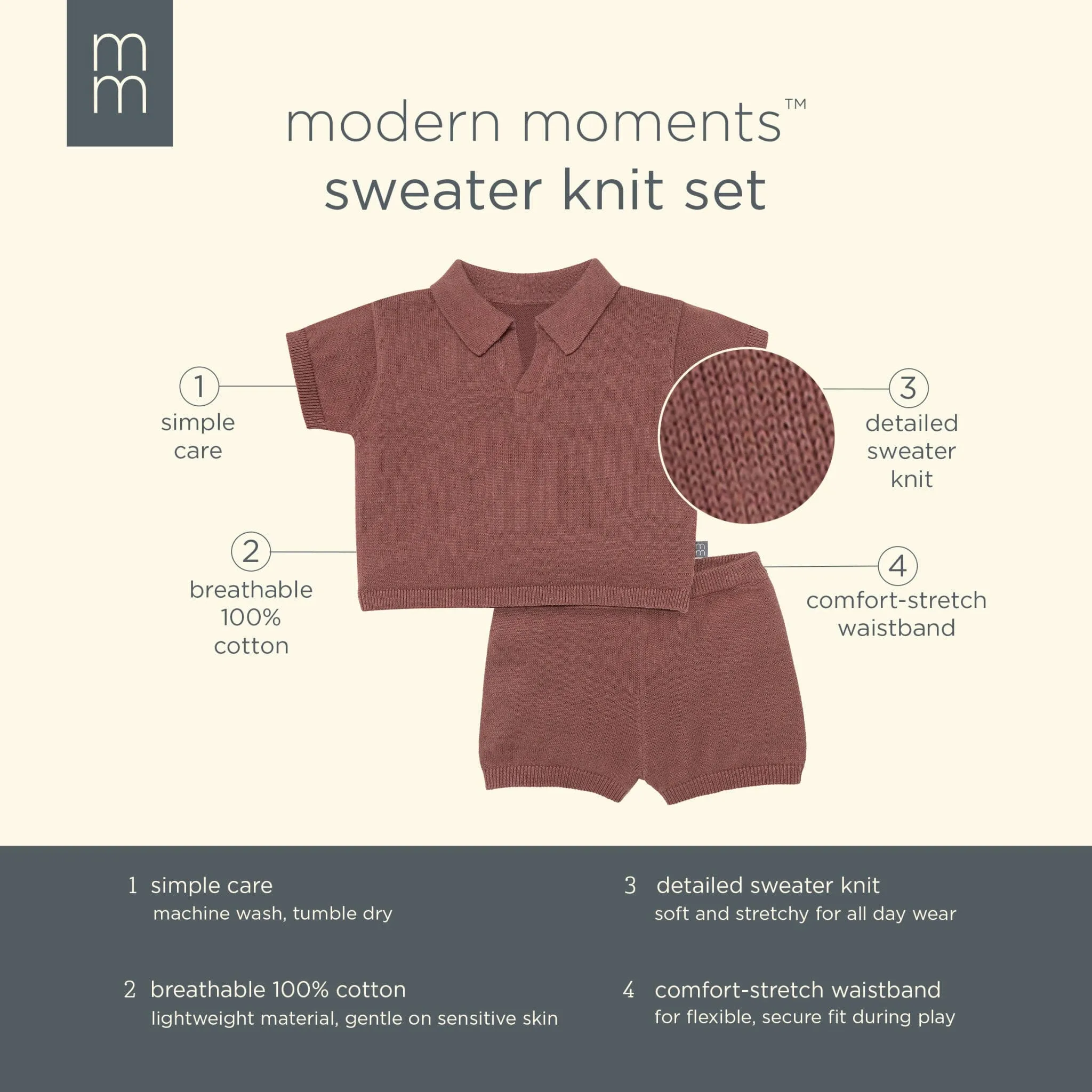 2-Piece Baby Boys Brown Johnny Collar Sweater Knit Set Gerber Childrenswea