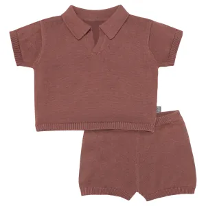 2-Piece Baby Boys Brown Johnny Collar Sweater Knit Set Gerber Childrenswea