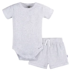 2-Piece Baby Boys Grey Heather Bodysuit and Shorts Set Gerber Childrenswea
