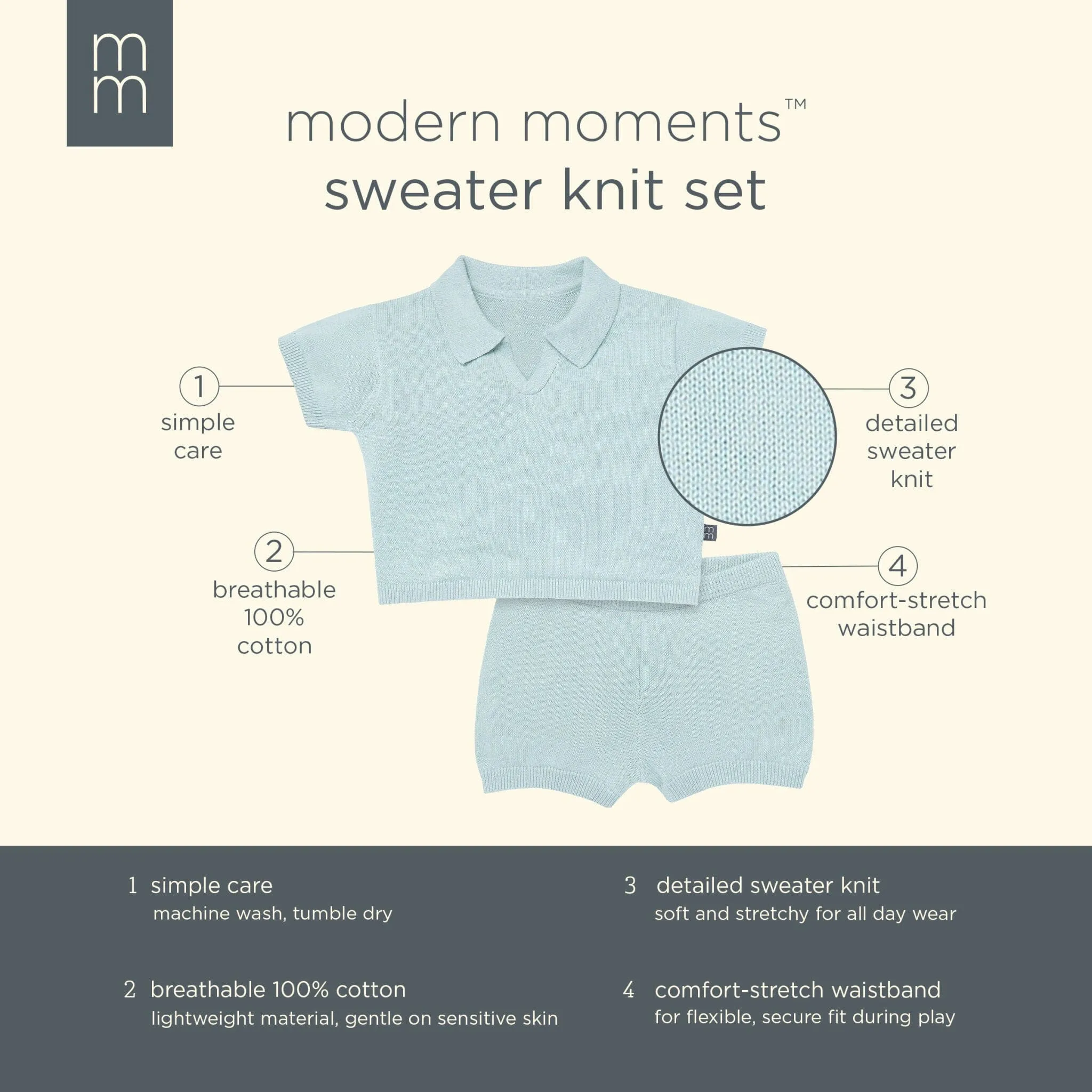 2-Piece Baby Boys Light Sky Johnny Collar Sweater Knit Set Gerber Childrenswea