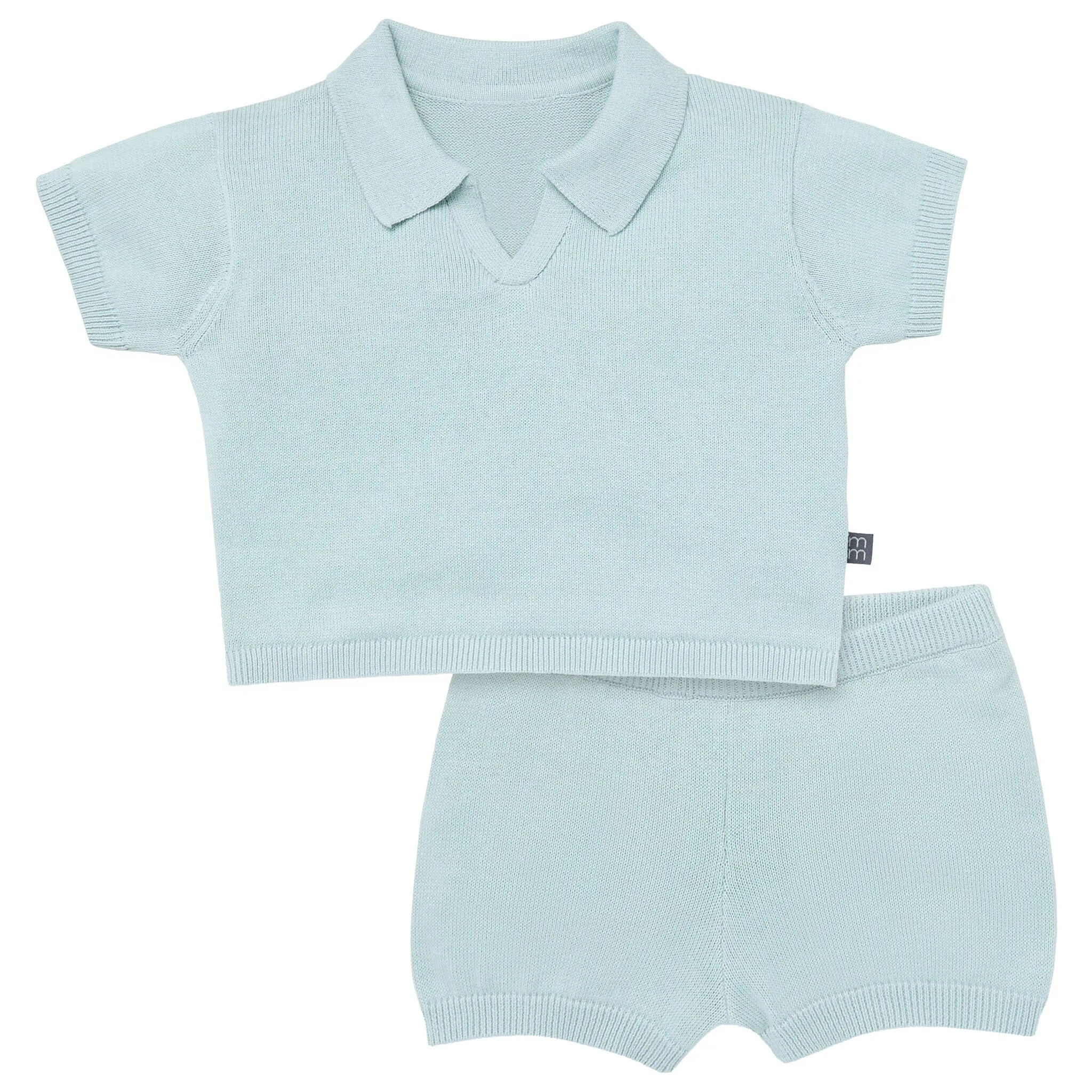 2-Piece Baby Boys Light Sky Johnny Collar Sweater Knit Set Gerber Childrenswea