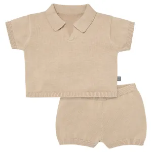 2-Piece Baby Boys Light Tan Johnny Collar Sweater Knit Set Gerber Childrenswea