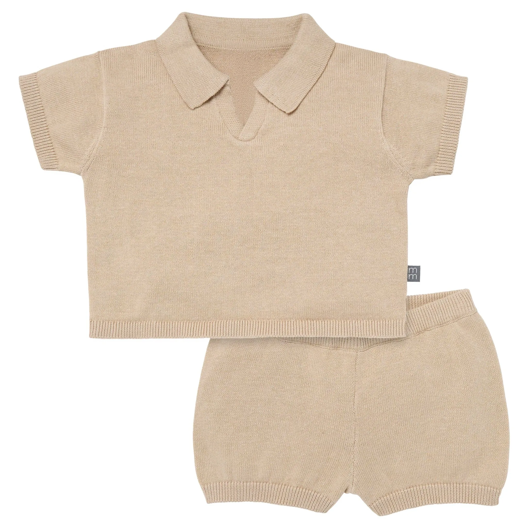 2-Piece Baby Boys Light Tan Johnny Collar Sweater Knit Set Gerber Childrenswea