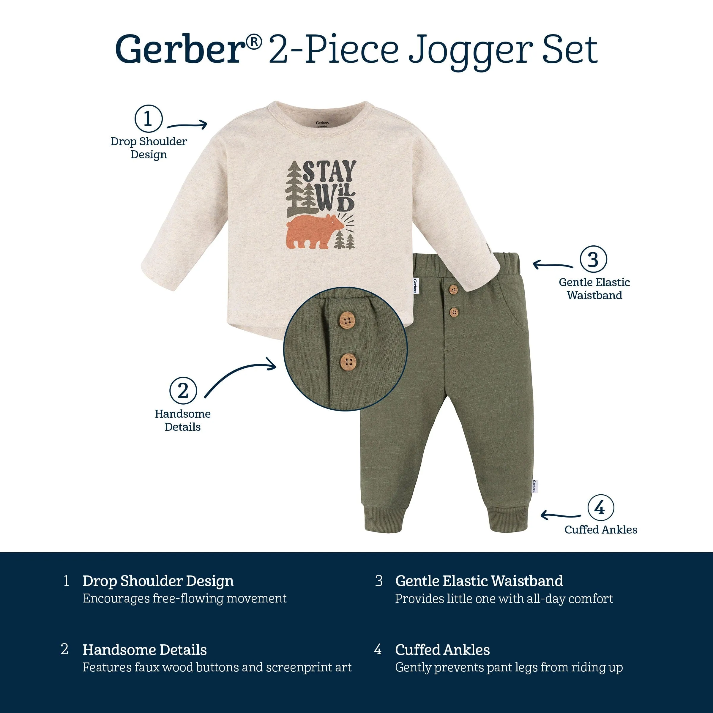 2-Piece Baby Boys Wild Top & Joggers Set Gerber Childrenswea