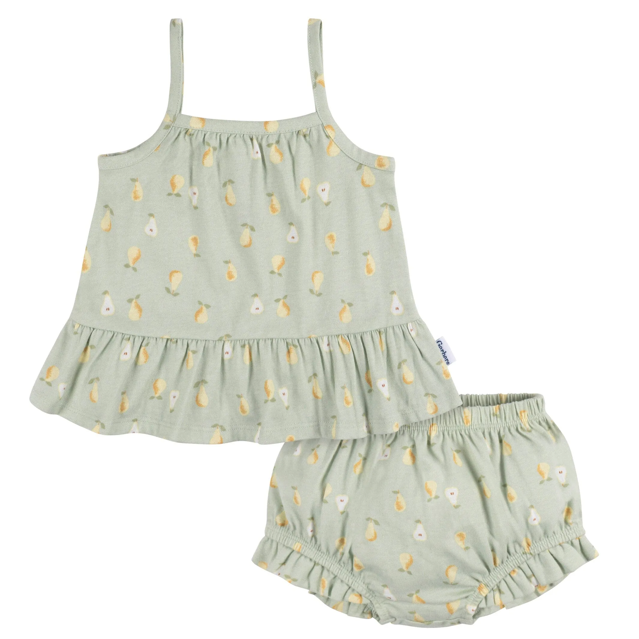 2-Piece Baby Girls Pears Tank Top and Diaper Cover Set Gerber Childrenswea