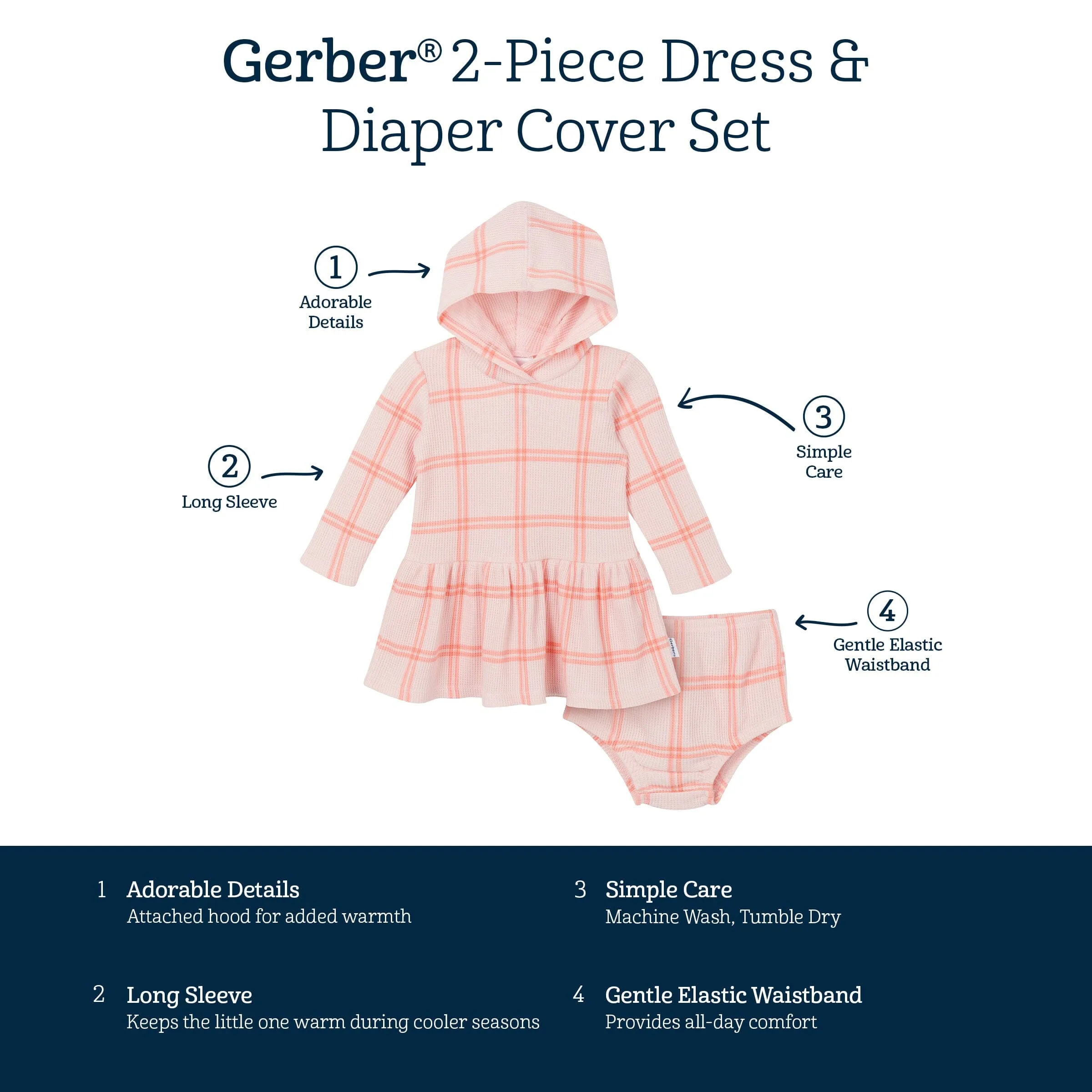 2-Piece Baby Girls Pink Plaid Dress Set Gerber Childrenswea