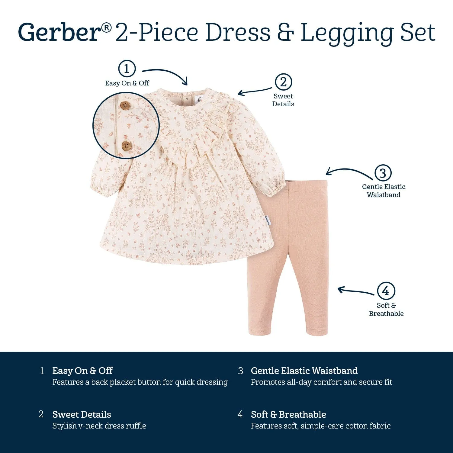 2-Piece Baby Girls Woodland Dress & Legging Set Gerber Childrenswea